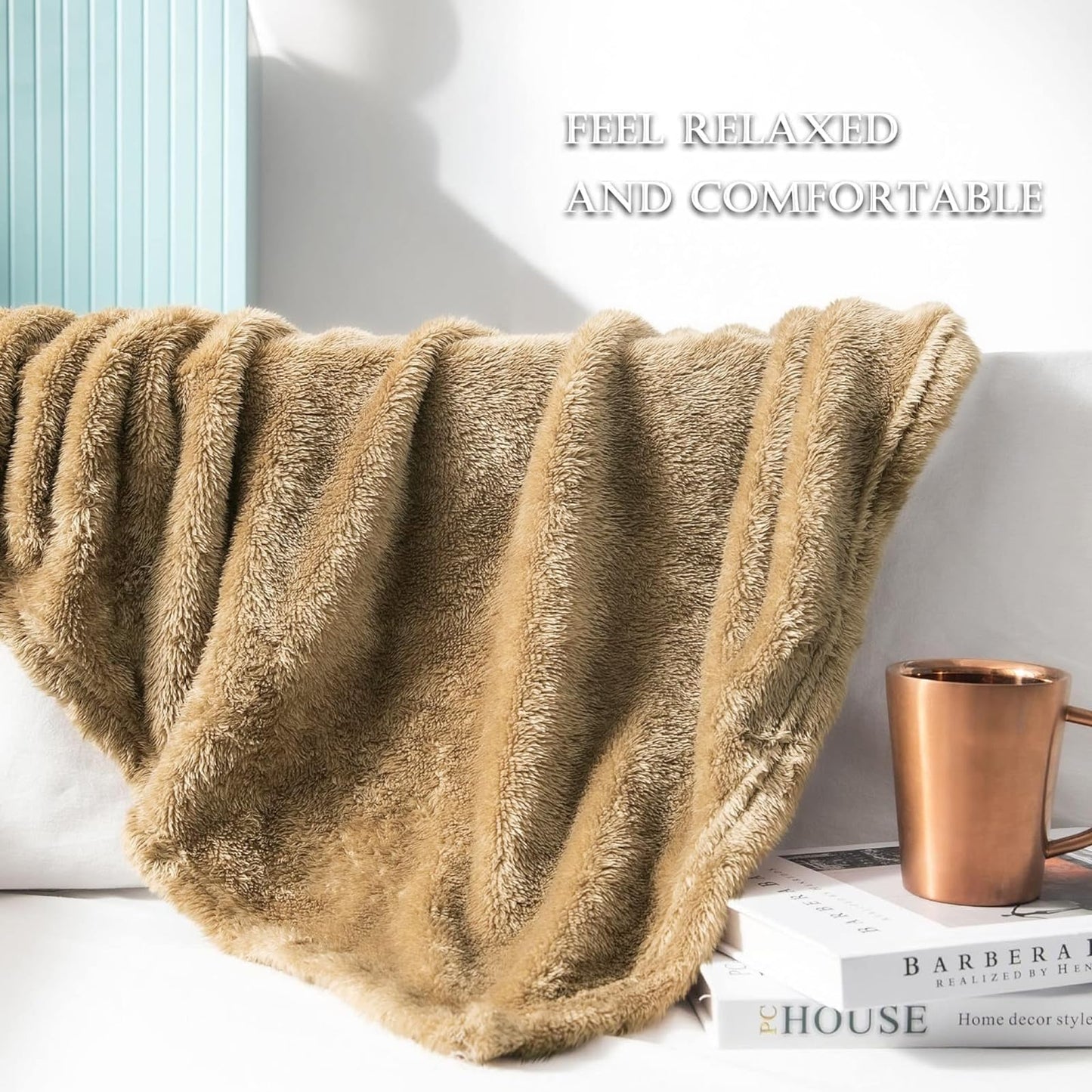 Exclusivo Mezcla Plush Fuzzy Fleece Bed Blanket King Size, Super Soft, Fluffy and Warm Blankets for Couch, Bed, All Season (Brown, 90x104 inches)