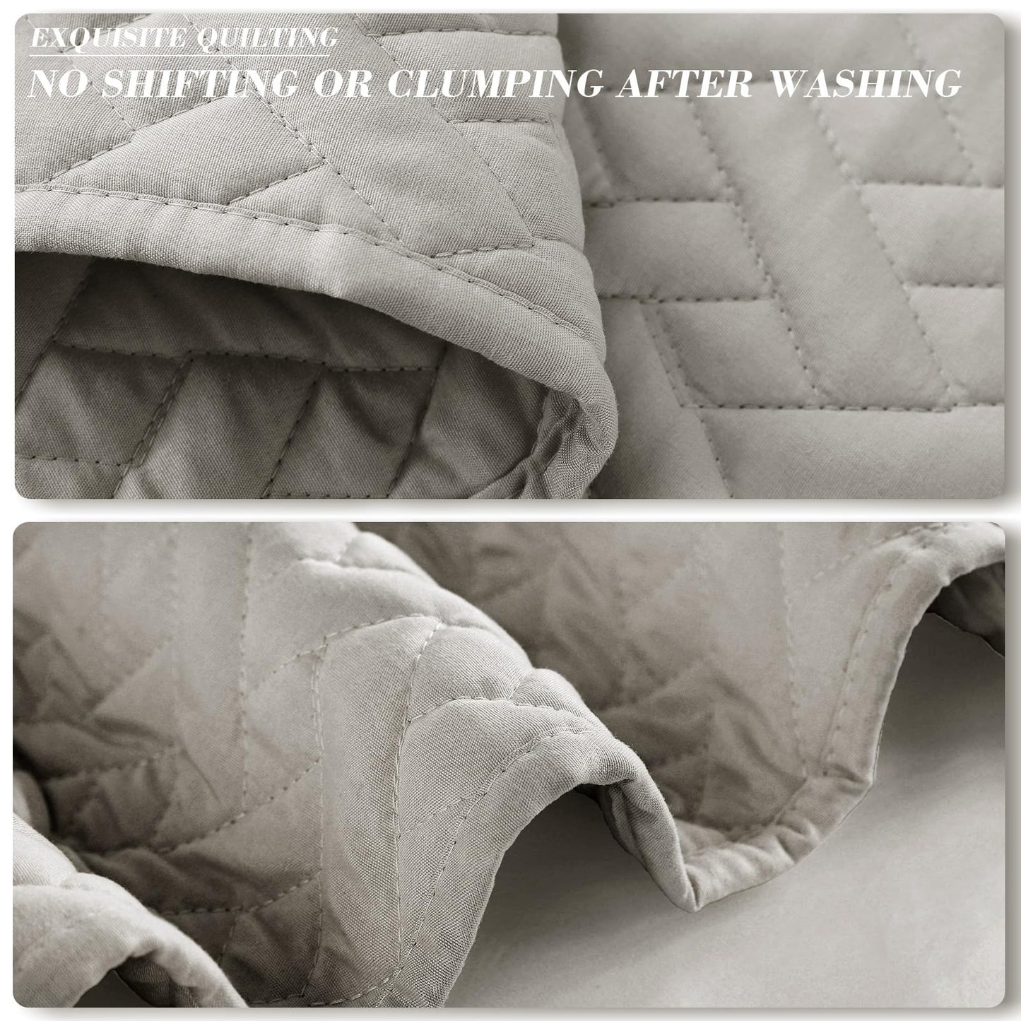 Exclusivo Mezcla 3-Piece Queen Size Quilt Set with Pillow Shams, Basket Quilted Bedspread/Coverlet/Bed Cover(96x90 inches, Light Grey)-Soft, Lightweight and Reversible