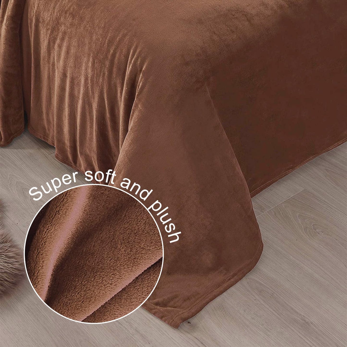 Exclusivo Mezcla Fleece Throw Blanket for Couch, Sofa, 300GSM Super Soft and Warm Blankets, Brown Throw All Season Use, Cozy, Plush, Lightweight, 50x60 Inches