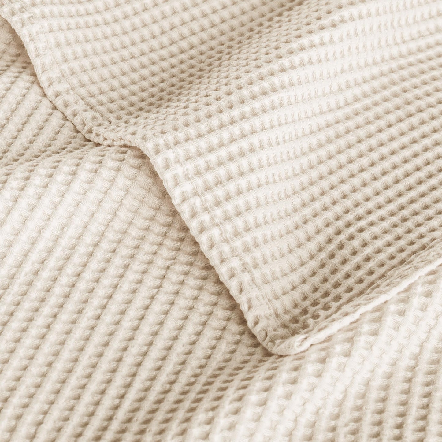 Exclusivo Mezcla 100% Cotton Waffle Weave Blanket King Size, Soft, Lightweight and Breathable Muslin Gauze Blanket for Bed, All Season, 90"x104", Beige