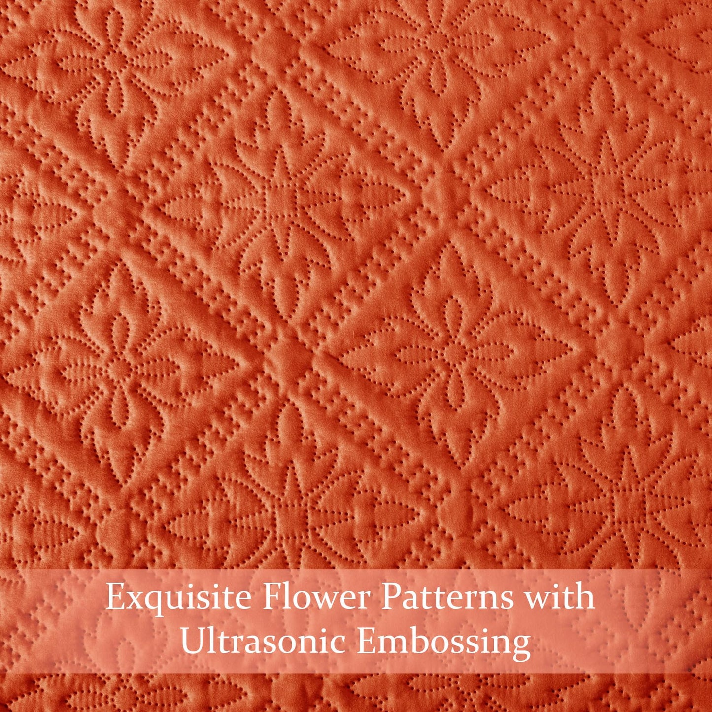 Exclusivo Mezcla Queen Quilt Bedding Set, Lightweight Soft Bedspreads Coverlets with 2 Pillow Shams, Modern Orange Quilts Queen Full Size for All Seasons