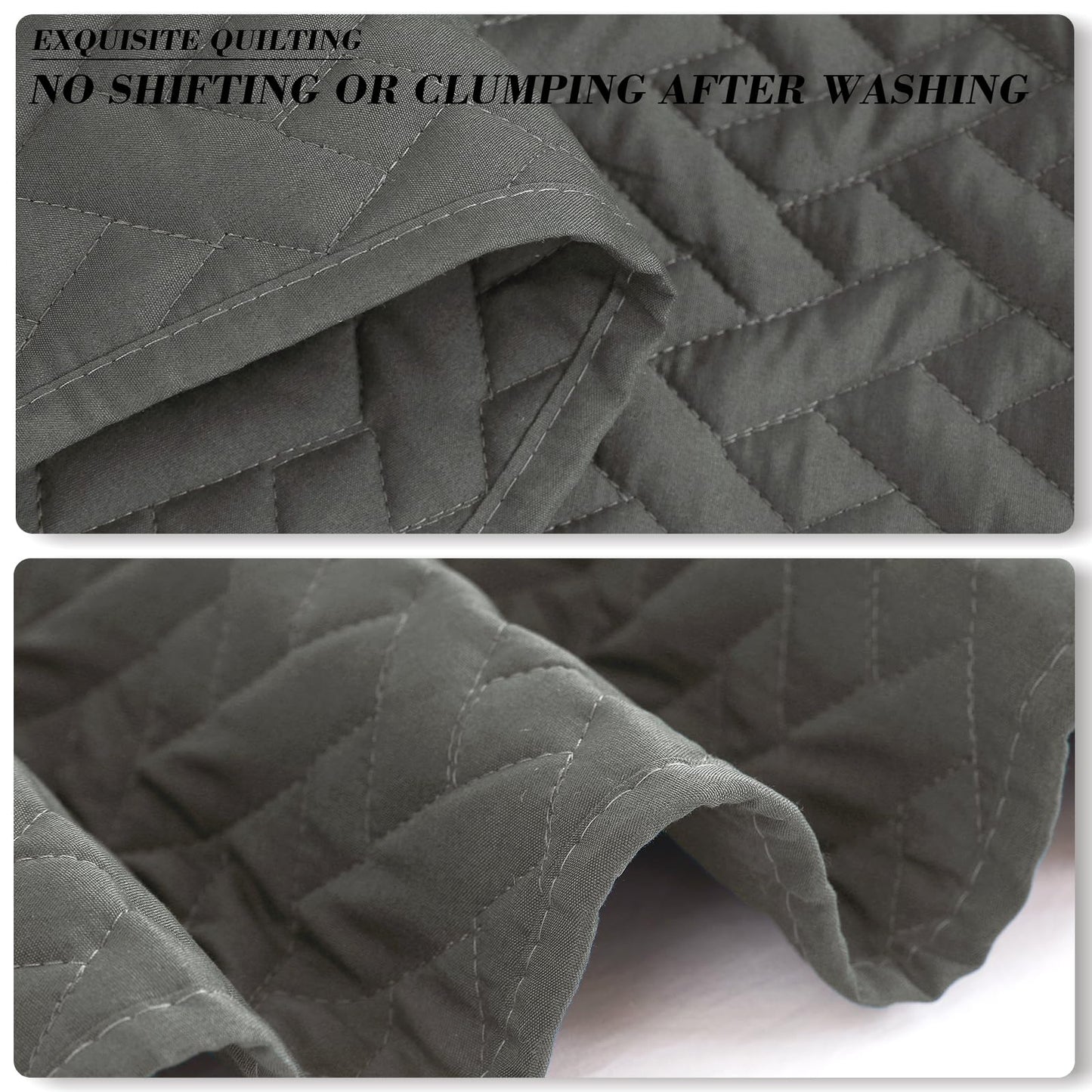 Exclusivo Mezcla 3-Piece Queen/Full Size Quilt Set with Pillow Shams, Basket Quilted Bedspread/Coverlet/Bed Cover(96x88 Inches,Dark Grey) -Soft, Lightweight and Reversible