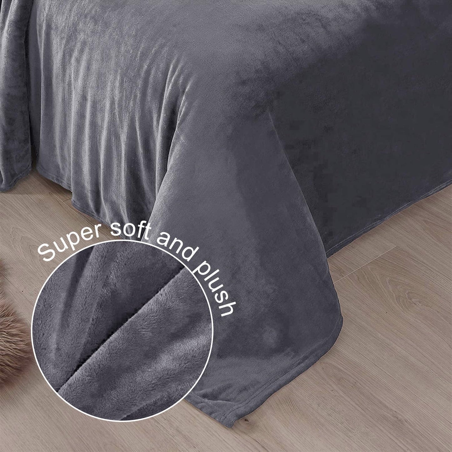 Exclusivo Mezcla Fleece Throw Blanket for Couch, Sofa, 300GSM Super Soft and Warm Blankets, Dark Grey Throw All Season Use, Cozy, Plush, Lightweight, 50x60 Inches