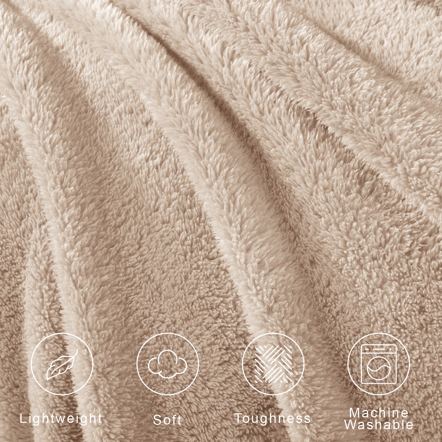 Exclusivo Mezcla Soft Fleece Throw Blanket for Couch, Super Soft Velvet Plush Bed Blanket, Fuzzy Cozy Blankets for All Seasons, 50x60 Inches, Beige Blanket