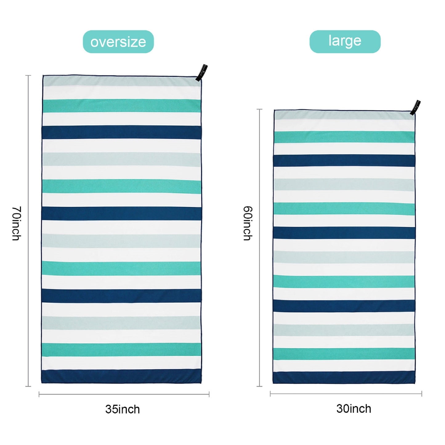Exclusivo Mezcla 2-Pack Microfiber Quick Dry Beach Towel, Large Sand Free Beach Towel for Travel/ Camping/ Sports (Green and Purple, 30"X60") - Super Absorbent, Compact and Lightweight