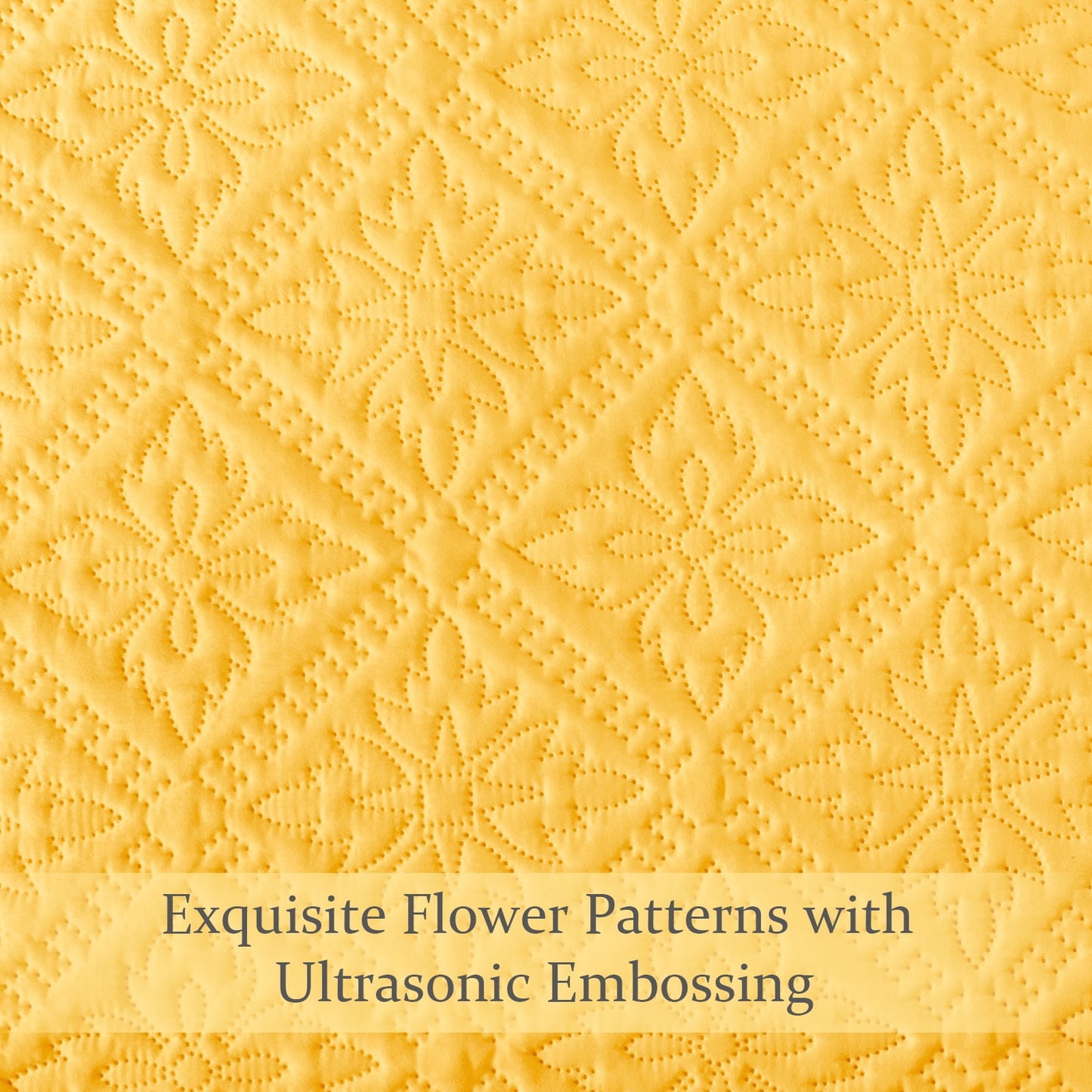 Exclusivo Mezcla King Quilt Bedding Set, Lightweight Soft Bedspreads Coverlets with 2 Pillow Shams, Modern Yellow Oversized Quilts King Size for All Seasons