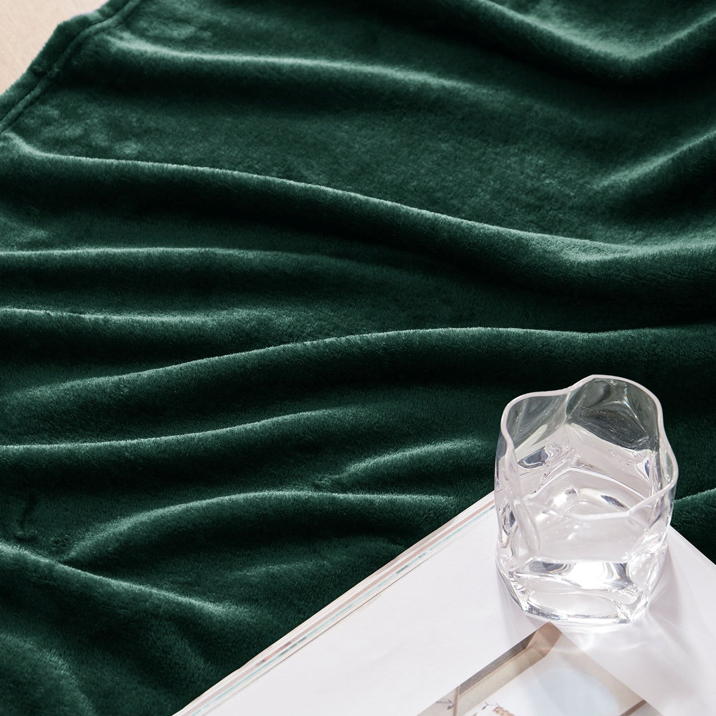 Exclusivo Mezcla Large Flannel Velvet Plush Throw Blanket - 50" x 70" (Forest Green)