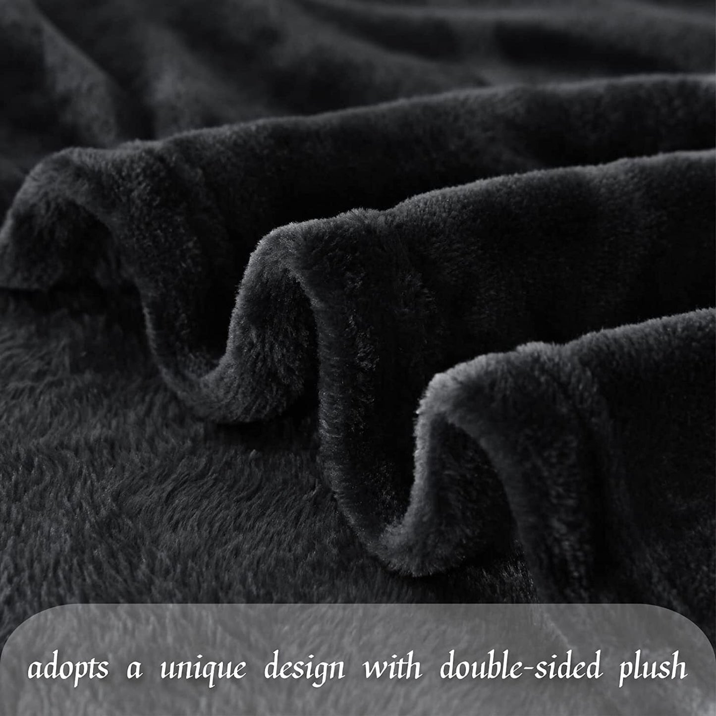 Exclusivo Mezcla King Size Flannel Fleece Blanket, 90x104 Inches Soft Diamond Geometry Pattern Velvet Plush Blanket for Bed, Cozy, Warm, Lightweight and Decorative Black Blanket