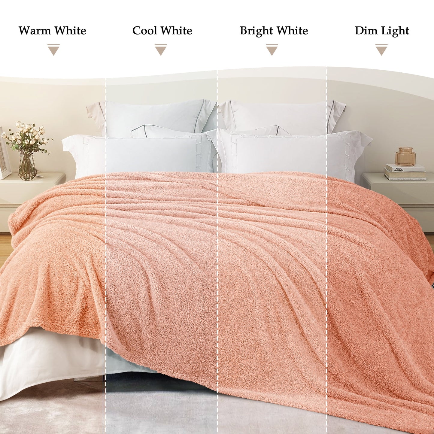 Exclusivo Mezcla Fuzzy Fleece Throw Blanket for Couch Sofa, Lightweight Fluffy Solid Velvet Blanket, Suitable for All Seasons, 50x60 Inches, Light Pink