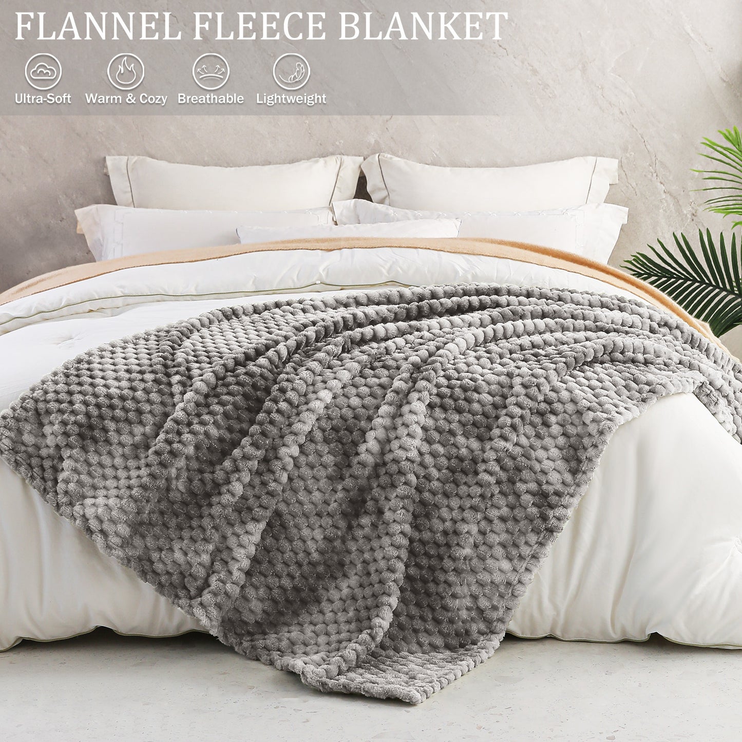 Exclusivo Mezcla Twin Size Soft Fleece Blanket, 90x66 Inches 3D Clouds Stylish Jacquard Velvet Blanket for Bed, Cozy Soft Lightweight for All Season, Tie-dye Grey Blanket