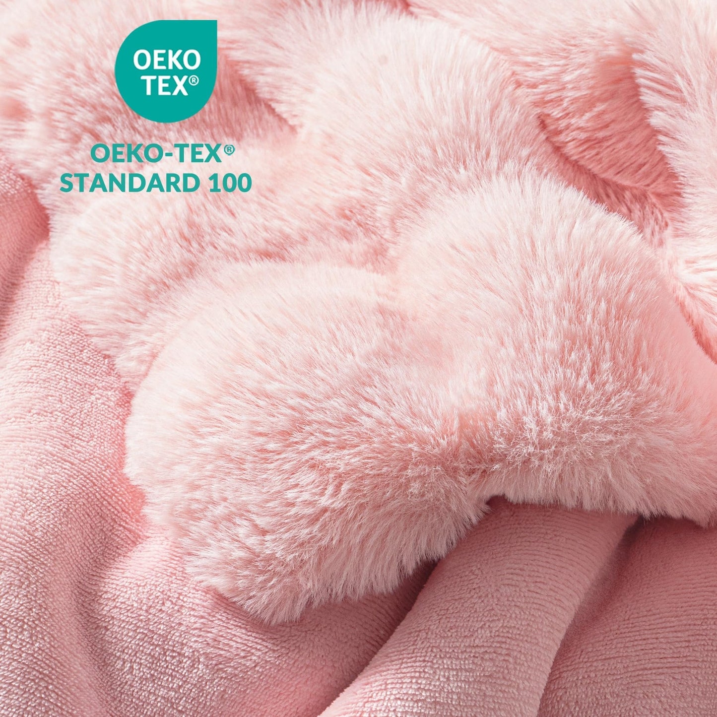 Exclusivo Mezcla Fuzzy Faux Fur Bed Blanket Queen Size, Sherpa Fleece Blankets,Fluffy Plush Warm Throws for Couch, Bed, 90X90 Inches, Pink