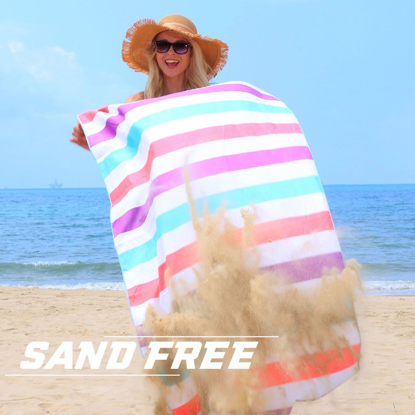 Exclusivo Mezcla Microfiber Quick Dry Beach Towel, Oversized Sand Free Beach Towel for Travel/ Camping/ Sports (Striped Pink, 35"X70") - Super Absorbent, Compact and Lightweight