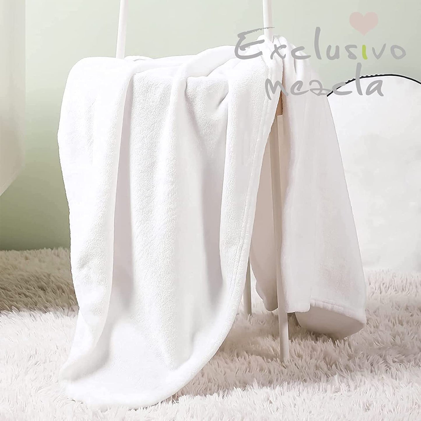 Exclusivo Mezcla Soft Lightweight Fleece Baby Blanket Throw Blanket for Boys, Girls, Toddler and Kids Nap Blankets for Crib Bedding, Nursery, and Security (40x50 inches, Pure White)