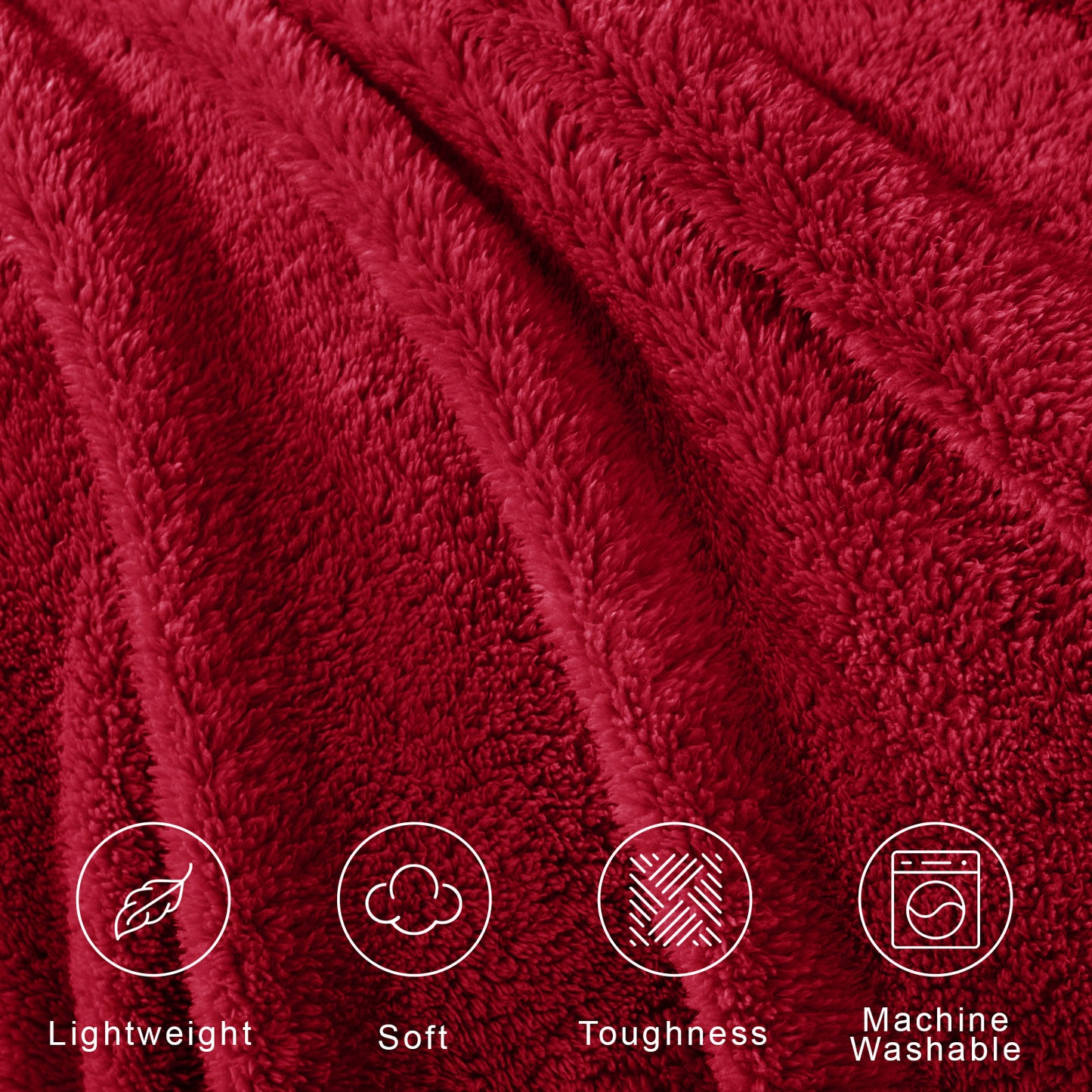 Exclusivo Mezcla Soft Fleece Throw Blanket for Couch, Super Soft Velvet Plush Bed Blanket, Fuzzy Cozy Blankets for All Seasons, 50x60 Inches, Deep Red Blanket