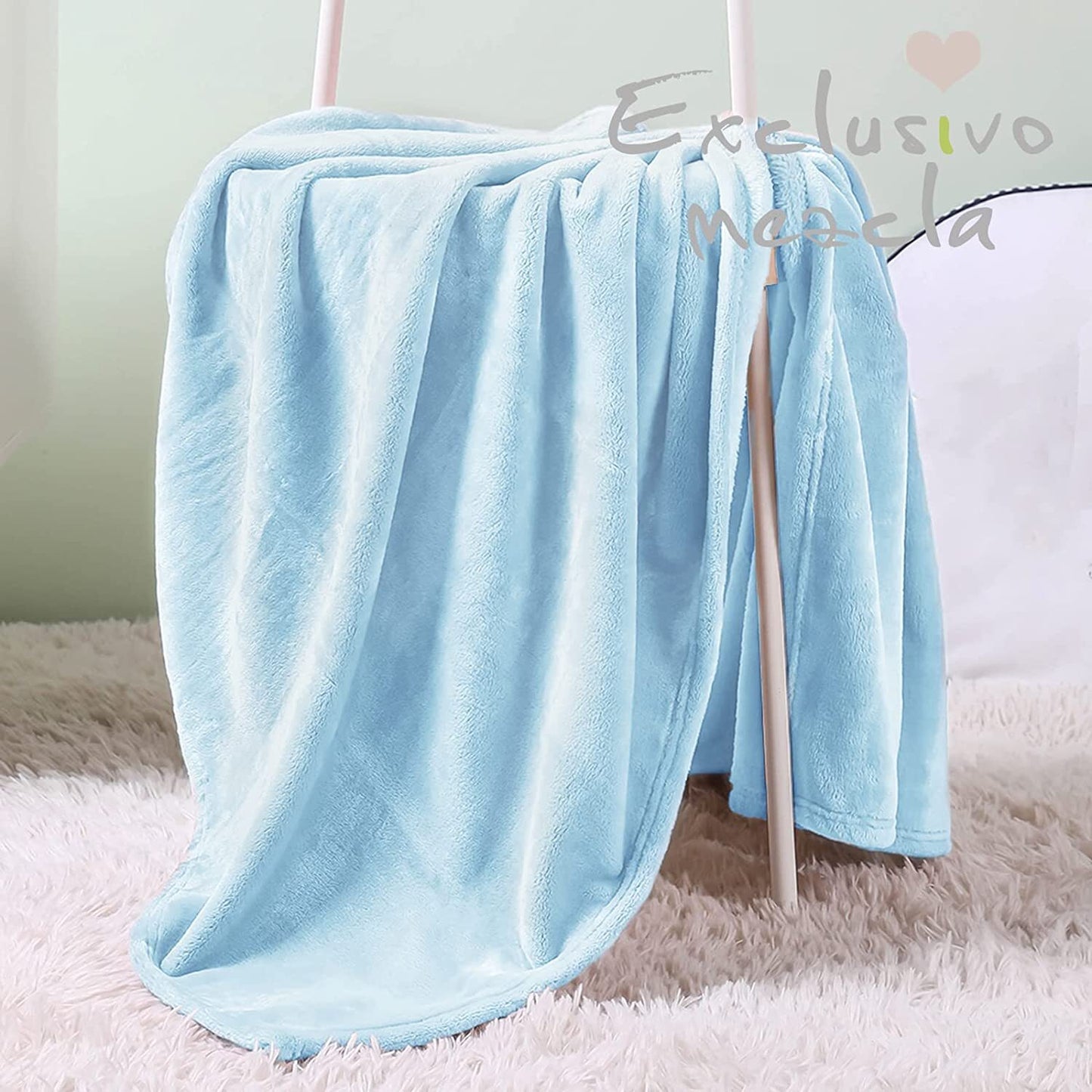Exclusivo Mezcla Soft Lightweight Fleece Baby Blanket Throw Blanket for Boys, Girls, Toddler and Kids Nap Blankets for Crib Bedding, Nursery, and Security (40x50 inches, Ice Blue)