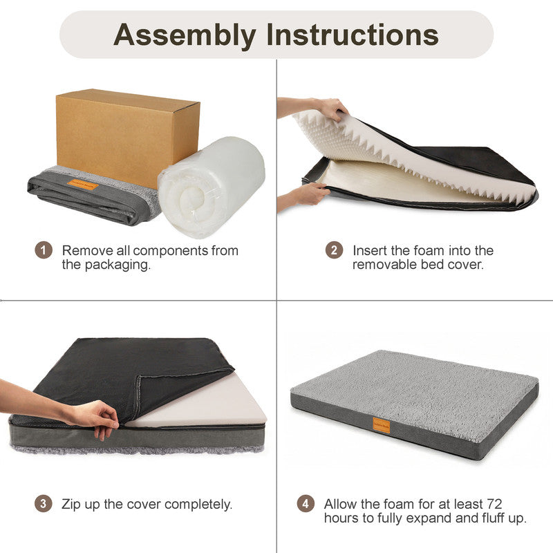 Exclusivo Mezcla Large Dog Bed with Removable and Washable Cover, Orthopedic Pet Bed for Crates, Non-Slip Bottom and Waterproof Liner, 48"~30", Grey