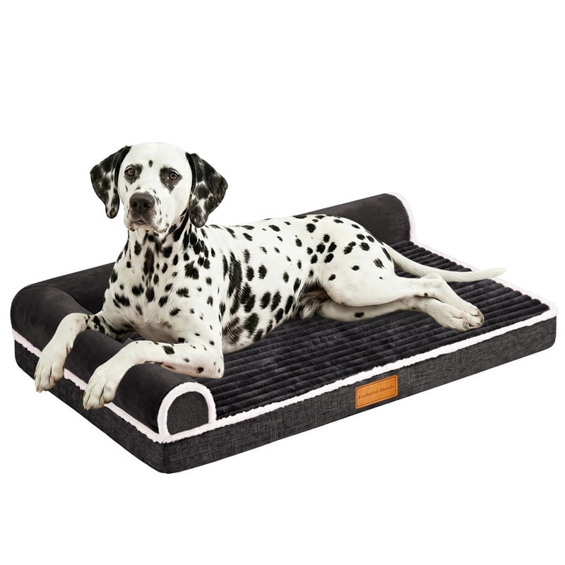 Exclusivo Mezcla Large Orthopedic Dog Bed, Luxury Striped Jacquard Pet Bed Sofa, Waterproof and Washable, 42"~28", Black
