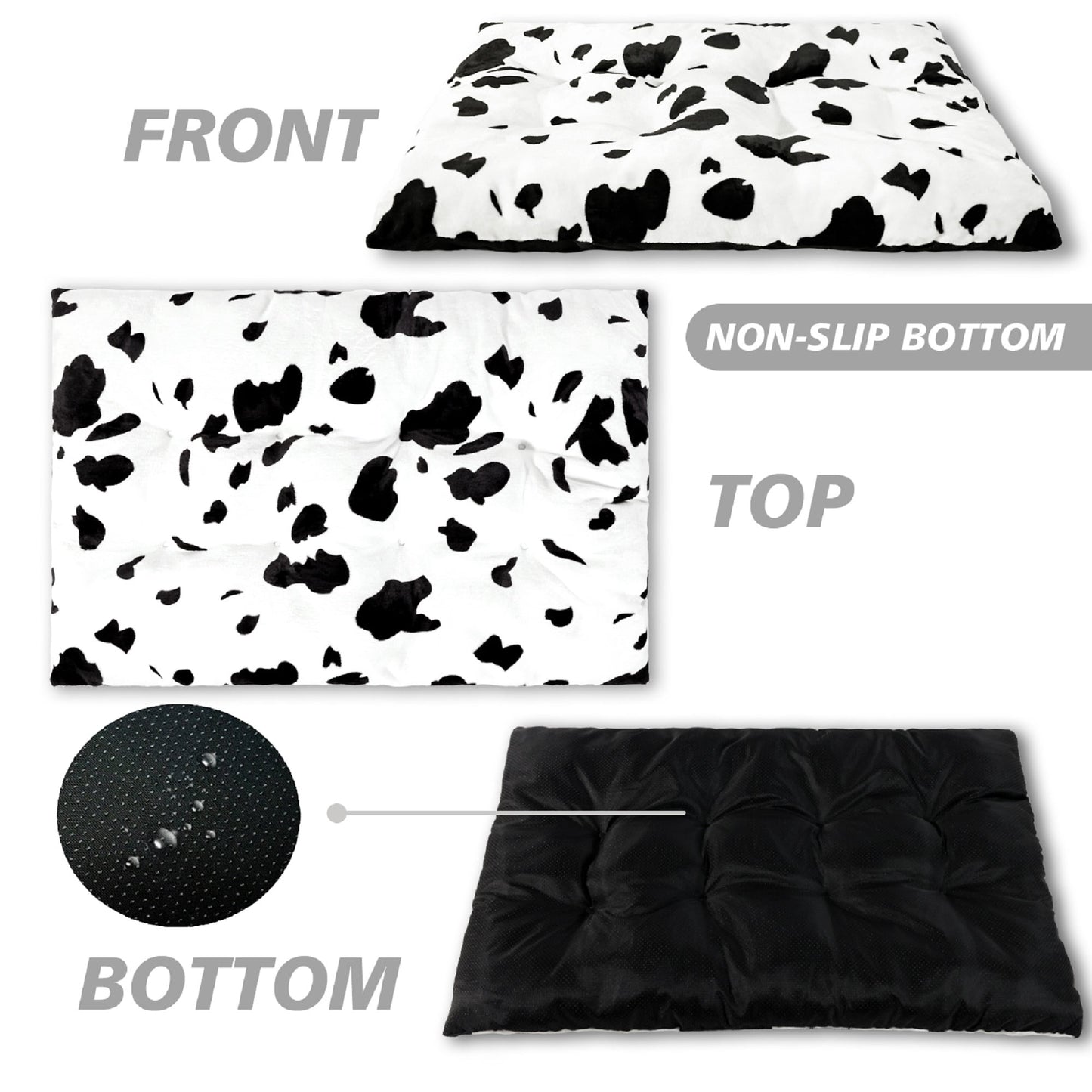 Exclusivo Mezcla Soft Dog Bed Crate Mat for Medium Dogs (32x22x4 in), Flannel Fleece Cow Print Dog Pet Cat Kennel Pad with Anti-Slip Bottom, Machine Washable