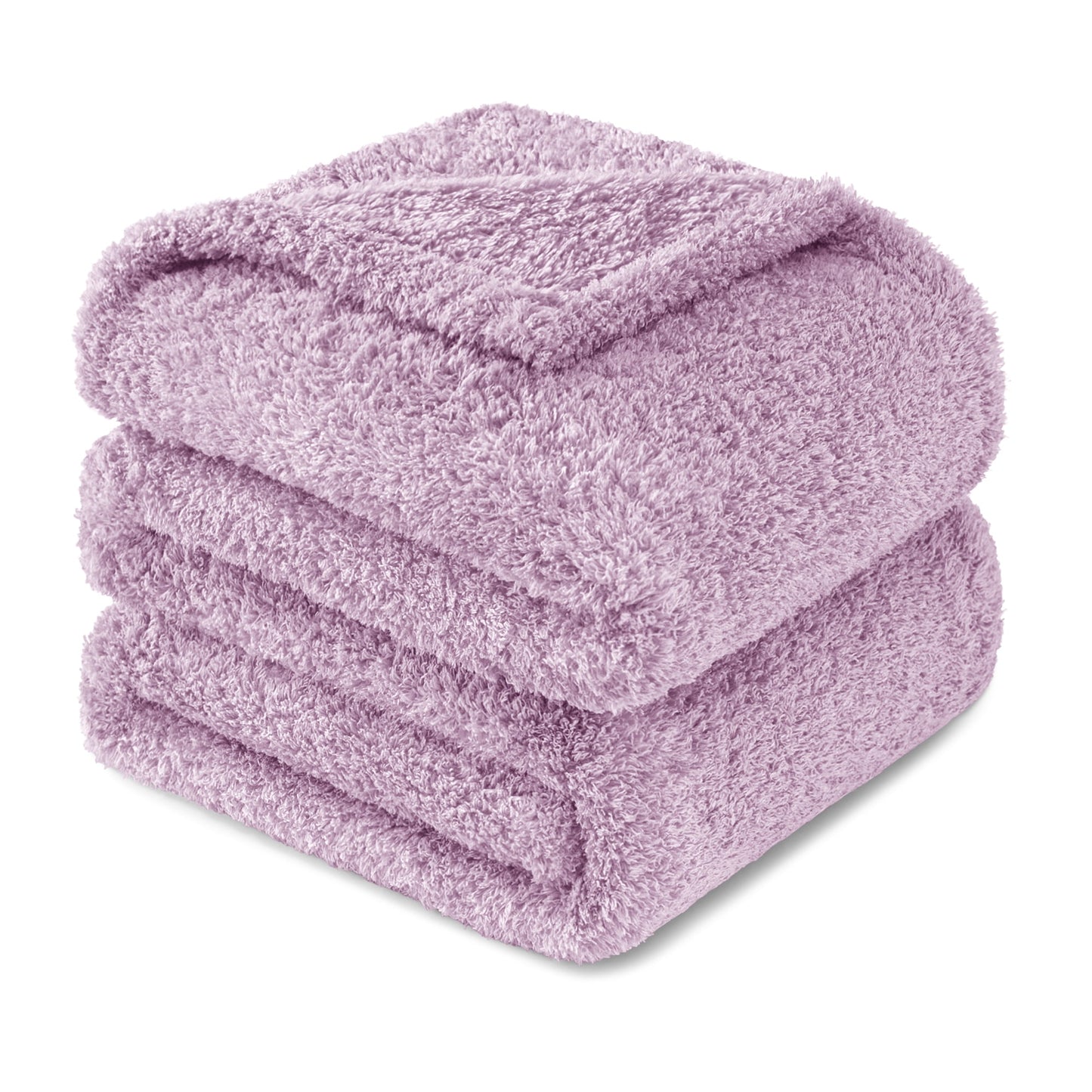 Exclusivo Mezcla Fuzzy Fleece Bed Blanket, Lightweight Fluffy Solid Velvet Blankets King Size, Suitable for All Seasons, 90x104 Inches, Light Purple