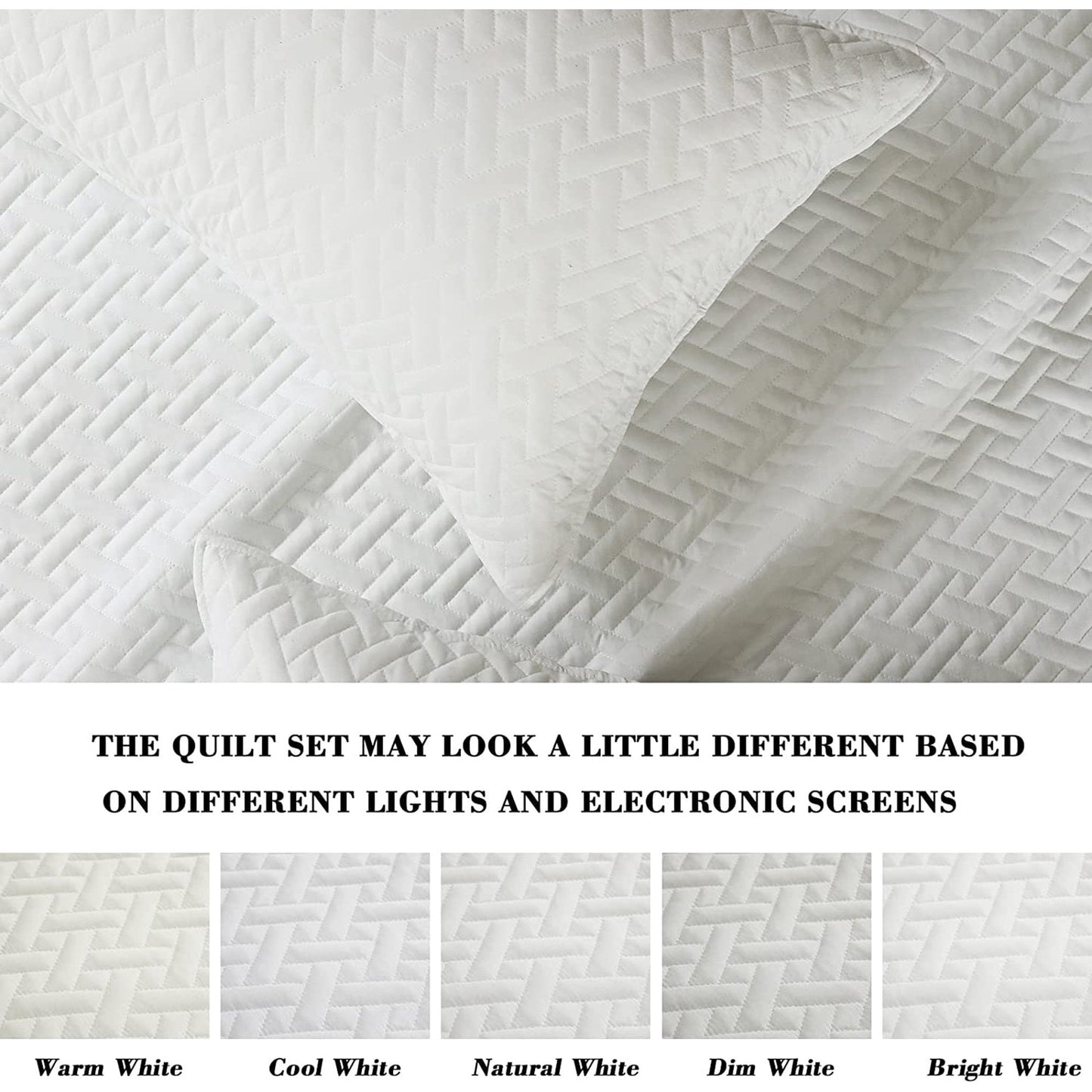 Exclusivo Mezcla 3-Piece King Size Quilt Set with Pillow Shams, Basket Quilted Bedspread/Coverlet/Bed Cover(96x104 inches, White)-Soft, Lightweight and Reversible