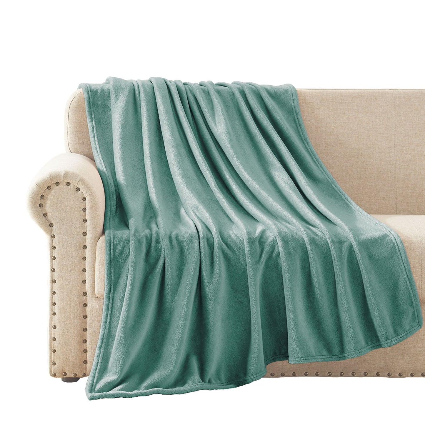 Exclusivo Mezcla Large Flannel Fleece Velvet Plush Throw Blanket - 50" x 60" (Celadon)