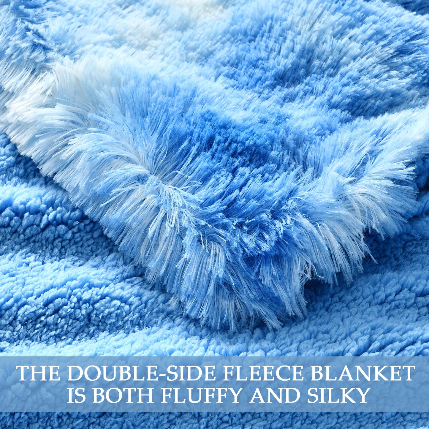 Exclusivo Mezcla Twin Size Faux Fur Bed Blanket, Super Soft Fuzzy and Plush Reversible Sherpa Fleece Blanket and Warm Blankets for Bed, Sofa, Travel, 60X80 inches, Blue