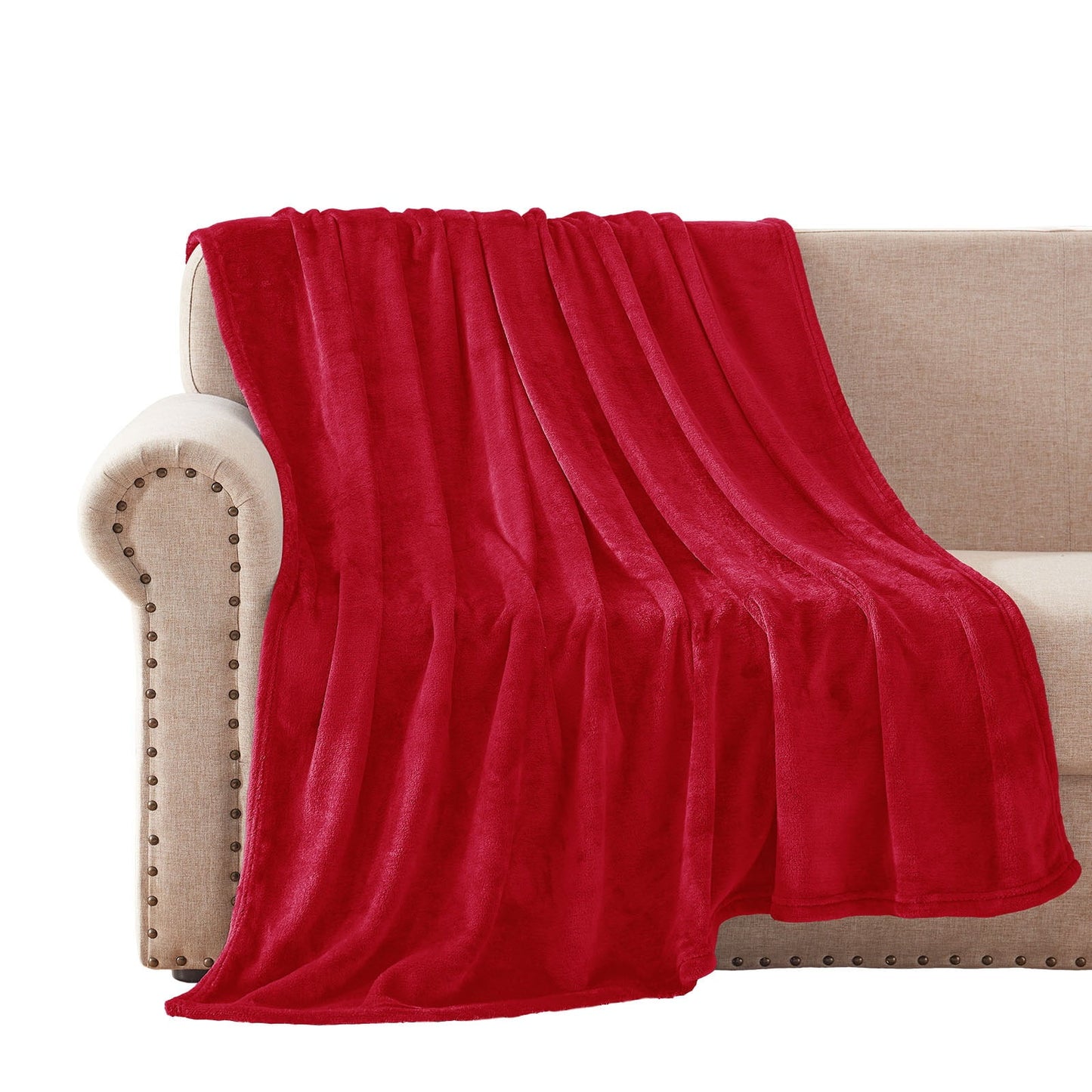 Exclusivo Mezcla Large Flannel Fleece Velvet Plush Throw Blanket ?C 50" x 70" (Red)