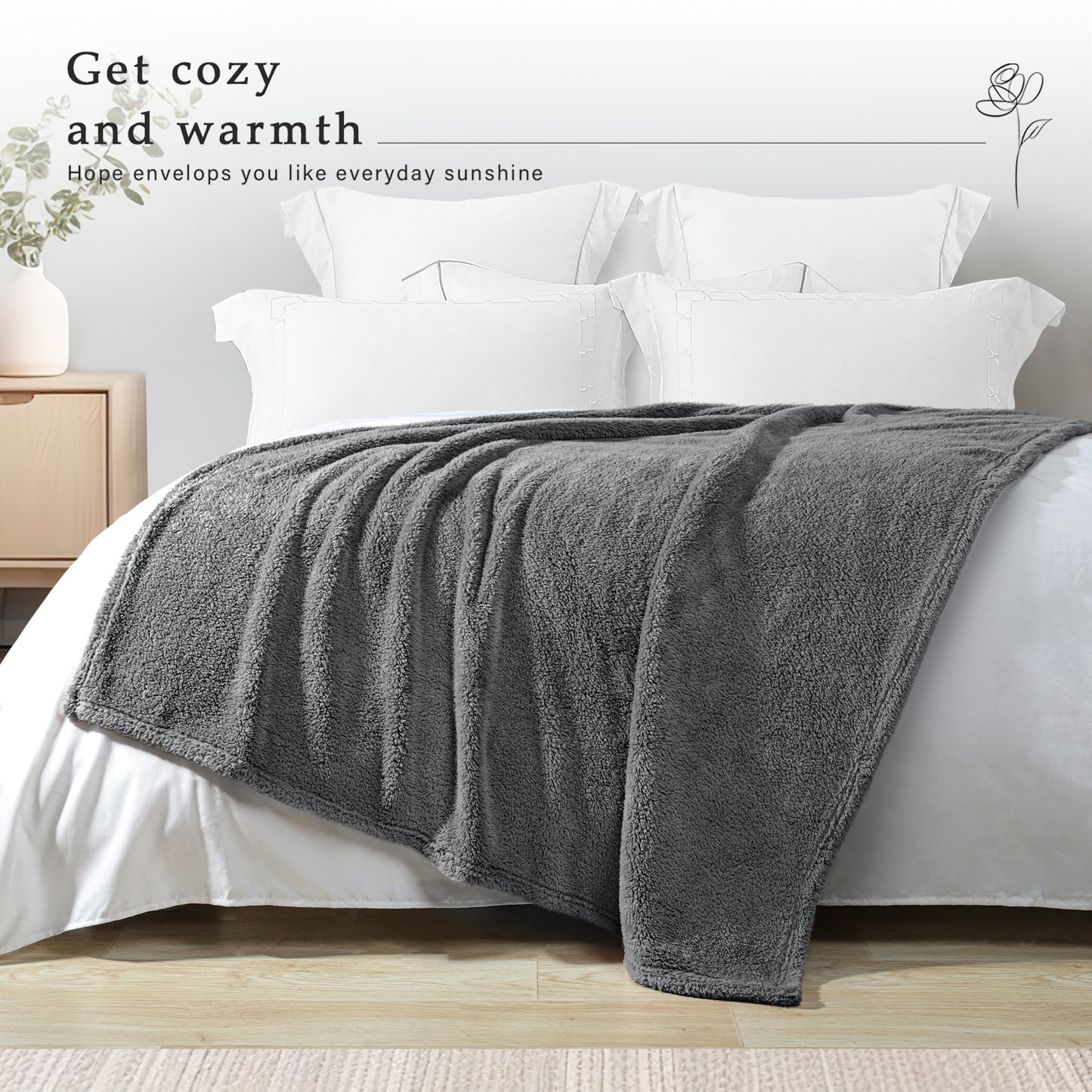 Exclusivo Mezcla Twin Size Flannel Fleece Blanket, Super Soft Velvet Plush Bed Blanket, Fuzzy Cozy Blankets for All Seasons, 60x80 Inches, Dark Grey Blanket