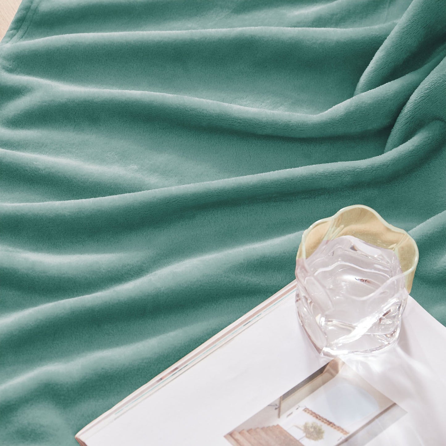 Exclusivo Mezcla Large Flannel Fleece Velvet Plush Throw Blanket - 50" x 60" (Celadon)
