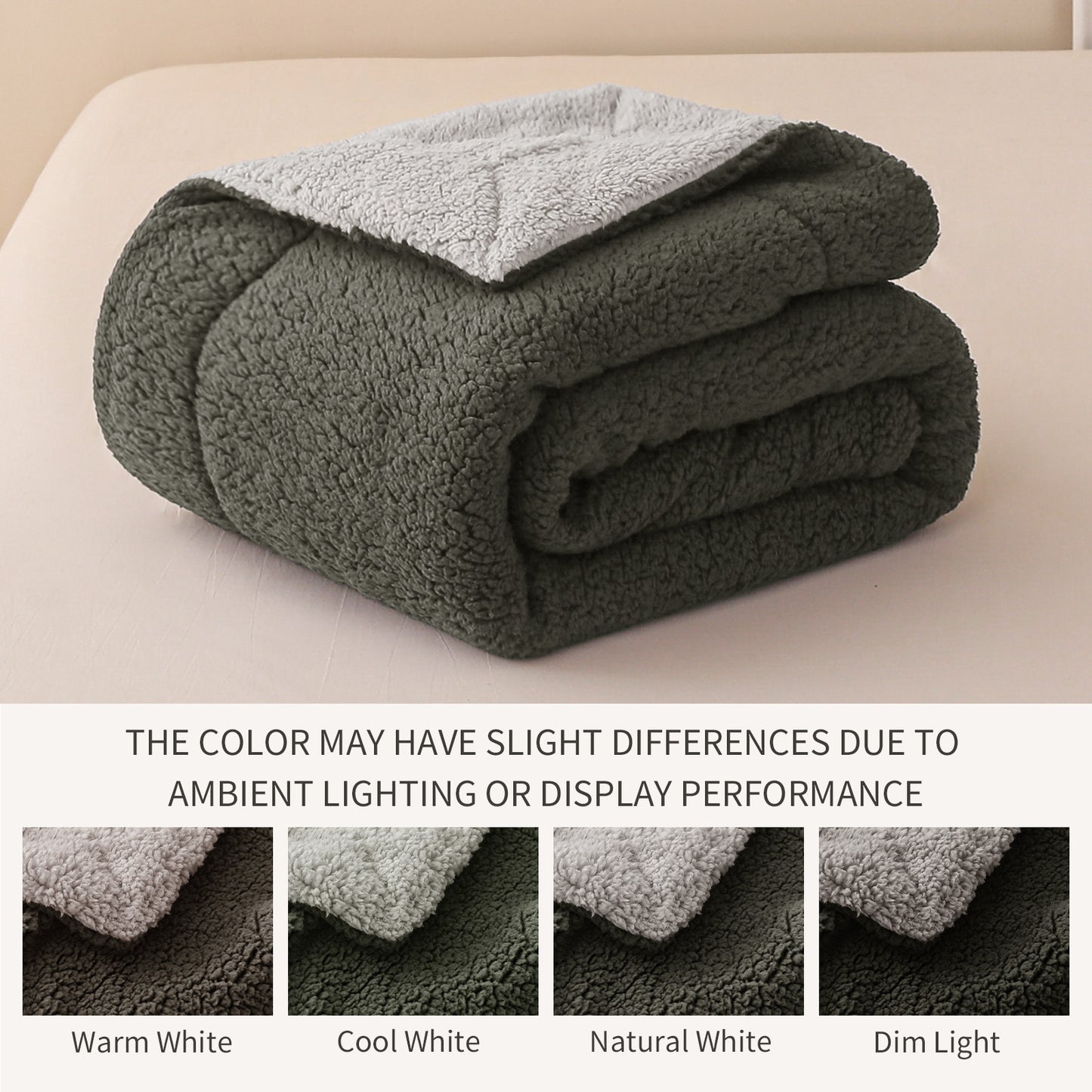 Exclusivo Mezcla King Size Reversible Sherpa Fleece Blanket, Soft Plush Blanket for Bed Sofa, Warm Fluffy Blankets for All Season, 90x104 Inches, Dark Grey/ Light Grey