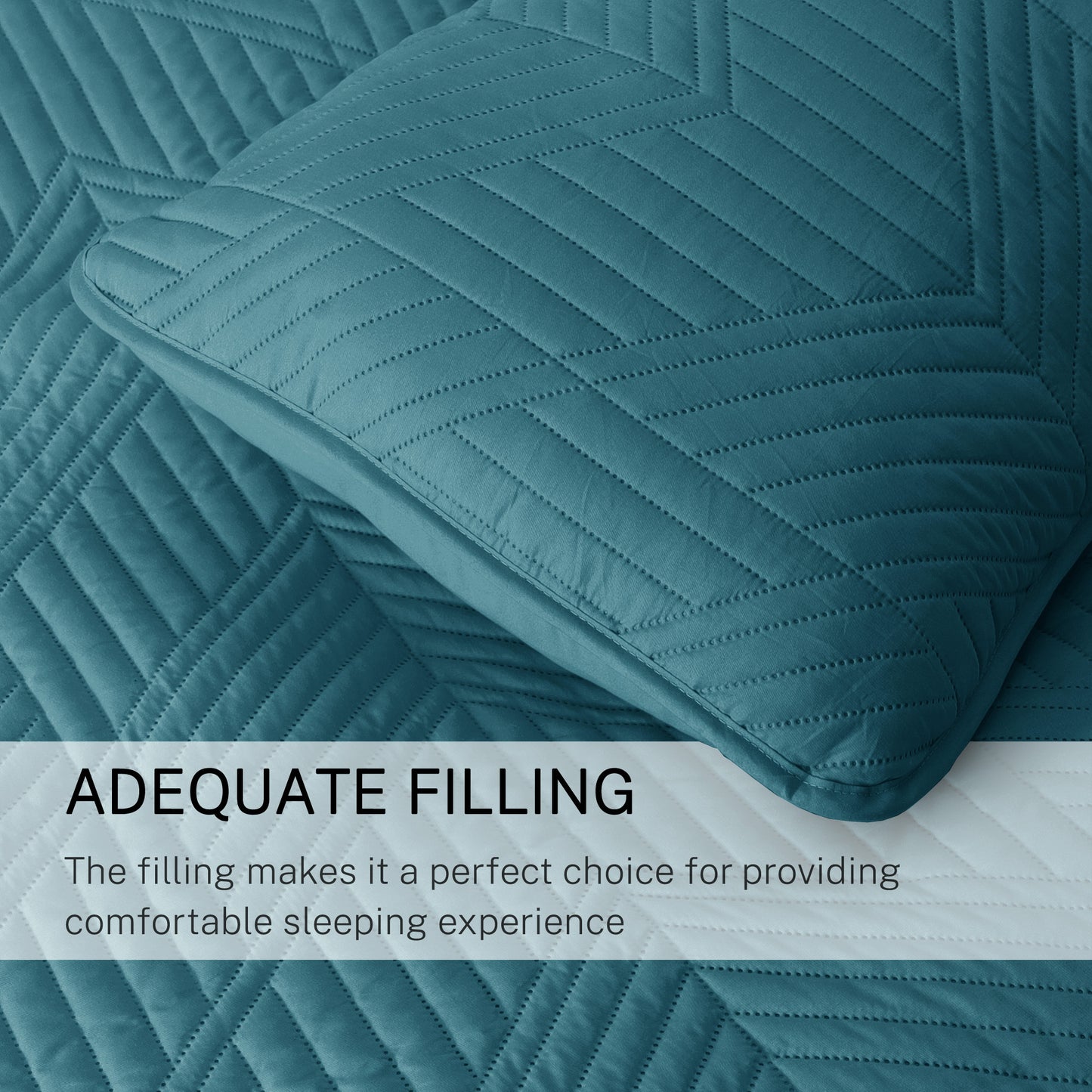 Exclusivo Mezcla Ultrasonic Twin Quilt Bedding Set, Lightweight Teal Bedspreads Soft Modern Geometric Coverlet Set for All Seasons (1 Quilt and 1 Pillow Sham)