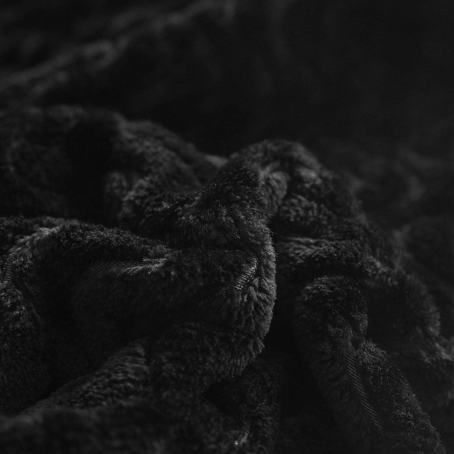Exclusivo Mezcla Queen Size Jacquard Weave Wave Pattern Flannel Fleece Velvet Plush Bed Blanket as Bedspread/Coverlet/Bed Cover (90" x 90",Black) - Soft, Lightweight, Warm and Cozy