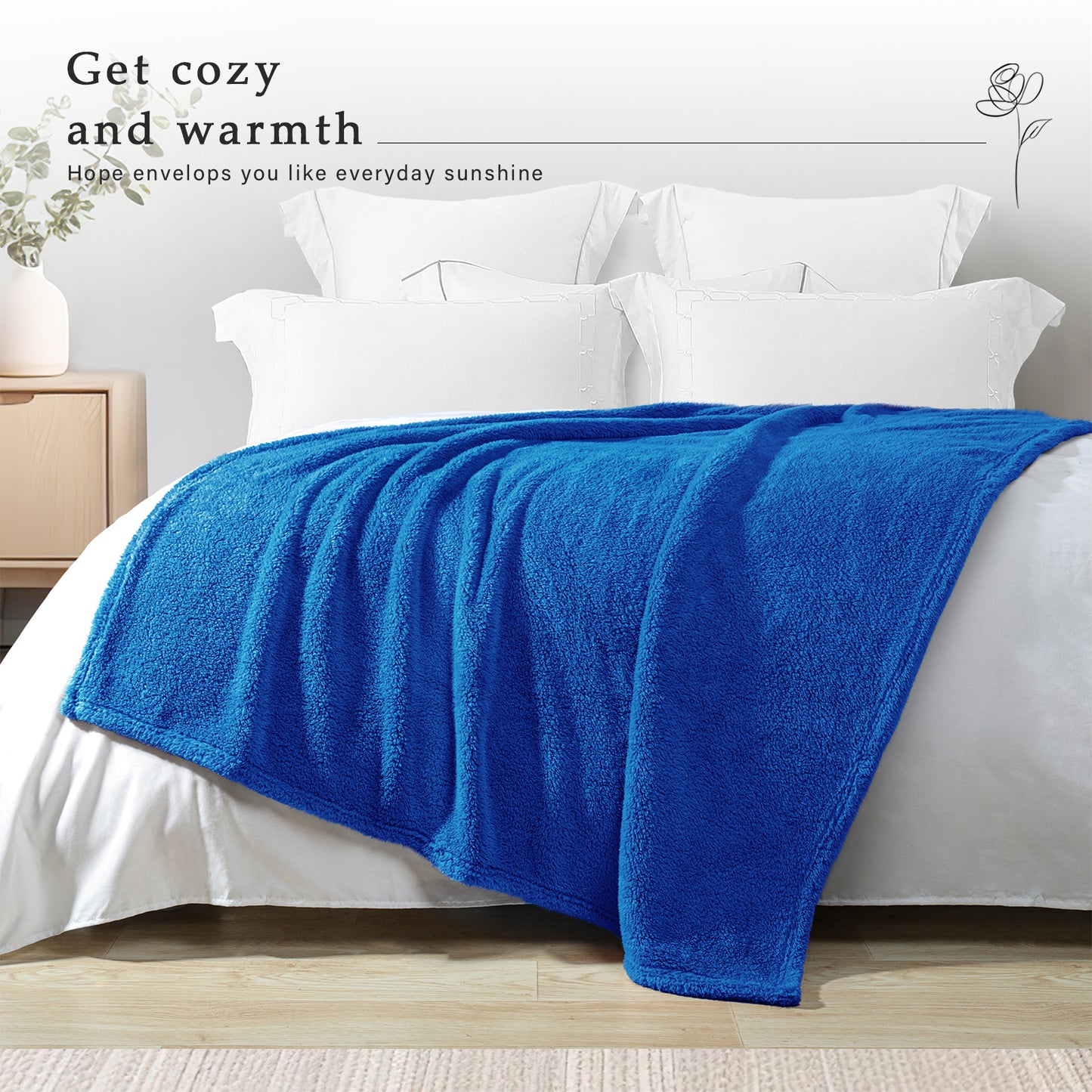 Exclusivo Mezcla Twin Size Flannel Fleece Blanket, Super Soft Velvet Plush Bed Blanket, Fuzzy Cozy Blankets for All Seasons, 60x80 Inches, Cobalt Blue Blanket