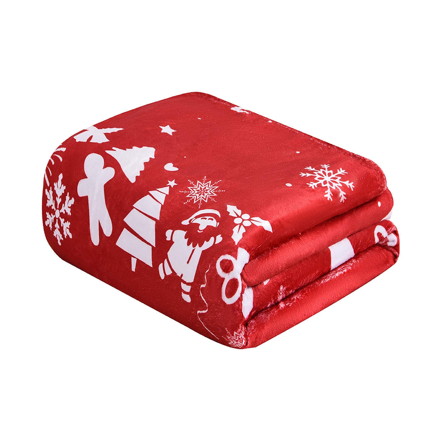 Exclusivo Mezcla Christmas Blanket, Red Flannel Fleece Blanket with Christmas Wreath Prints, Super Soft and Warm Holiday Throw Blanket for Couch, Bed and Sofa, 50x60 inches