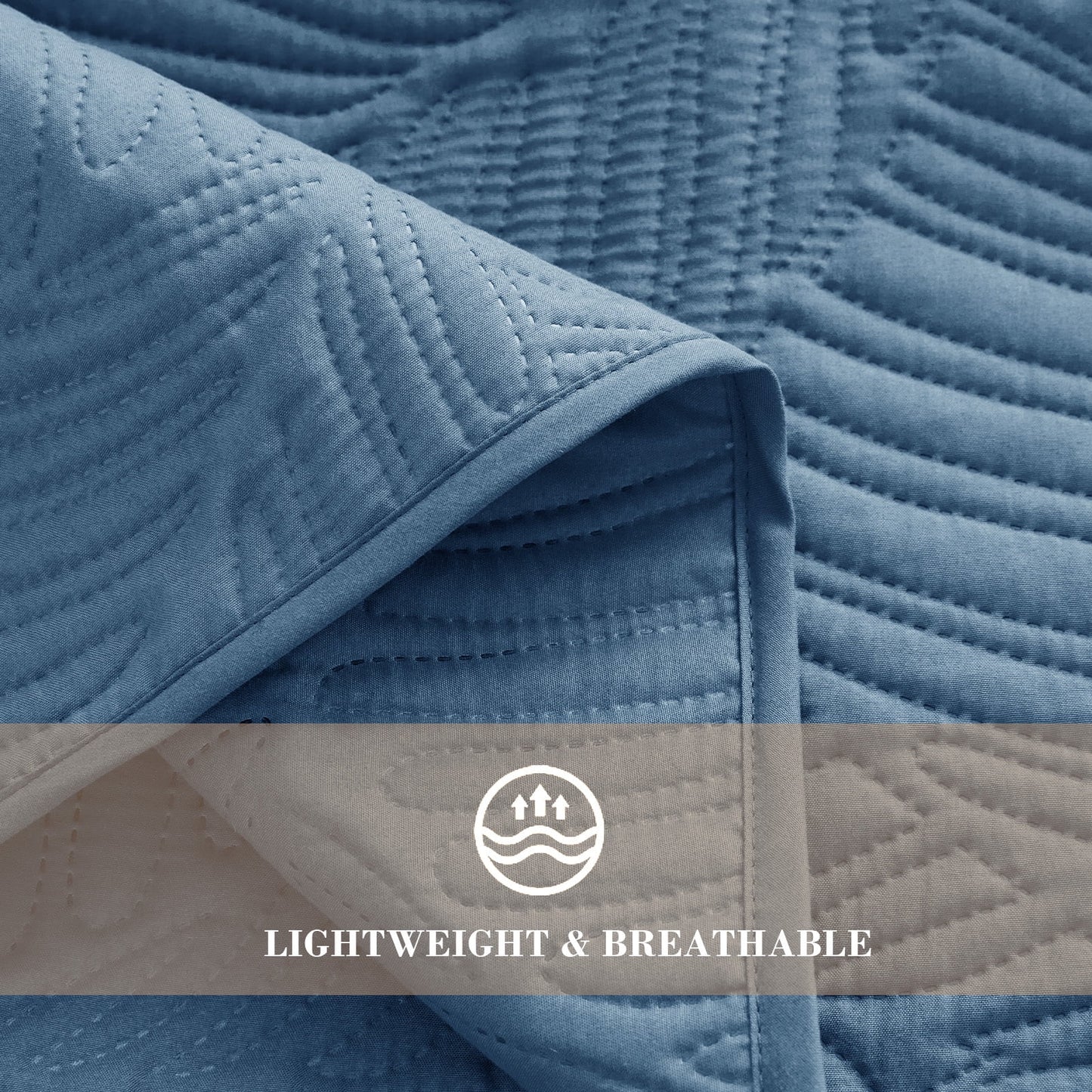 Exclusivo Mezcla Ultrasonic Twin Size Quilt Set Bluish Grey, 2 Pieces Lightweight Bedspread Leaf Pattern Bed Cover Soft Microfiber Coverlet Bedding Set for All Seasons
