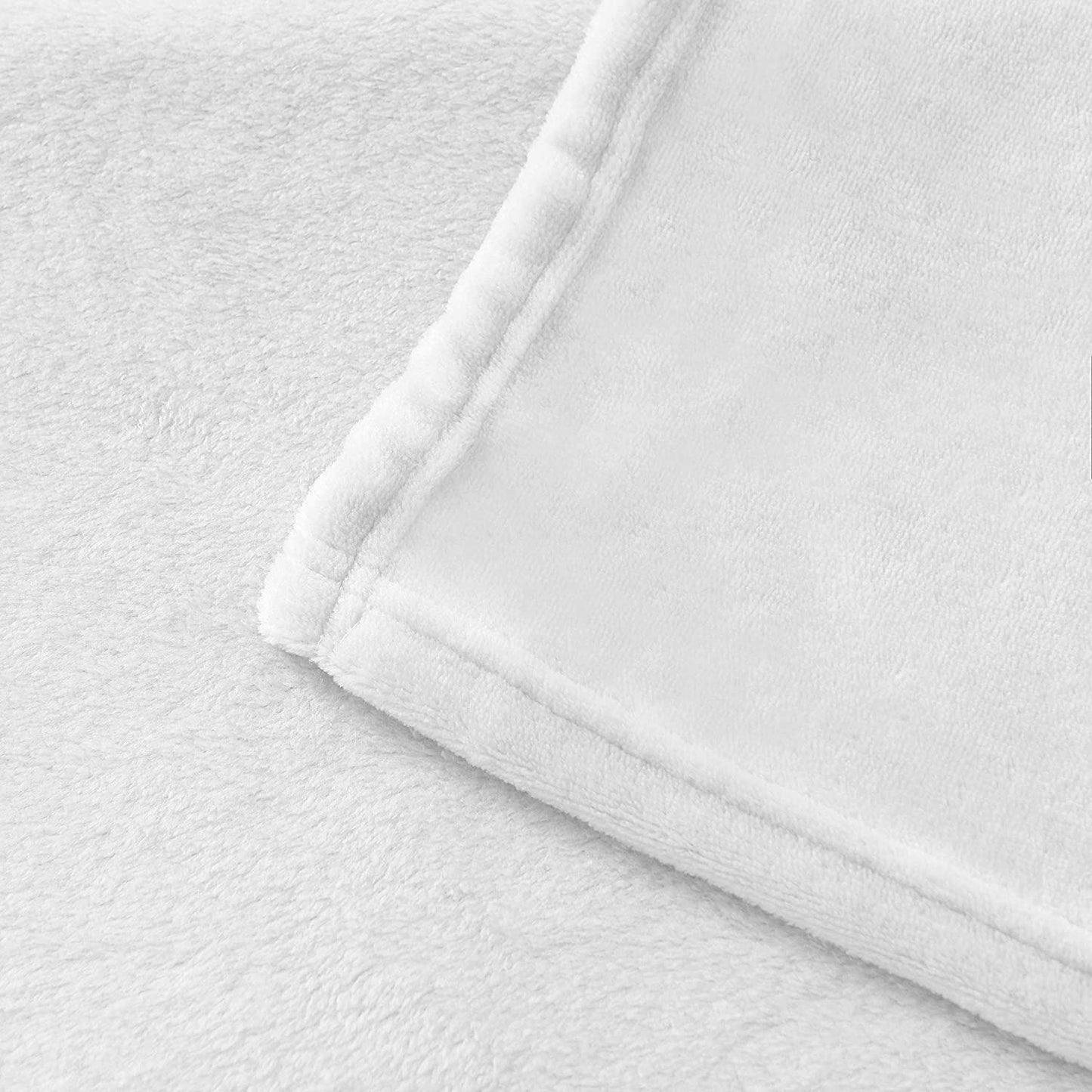 Exclusivo Mezcla Twin Size Flannel Fleece Velvet Plush Bed Blanket as Bedspread/Coverlet/Bed Cover (60" x 80", White) - Soft, Lightweight, Warm and Cozy