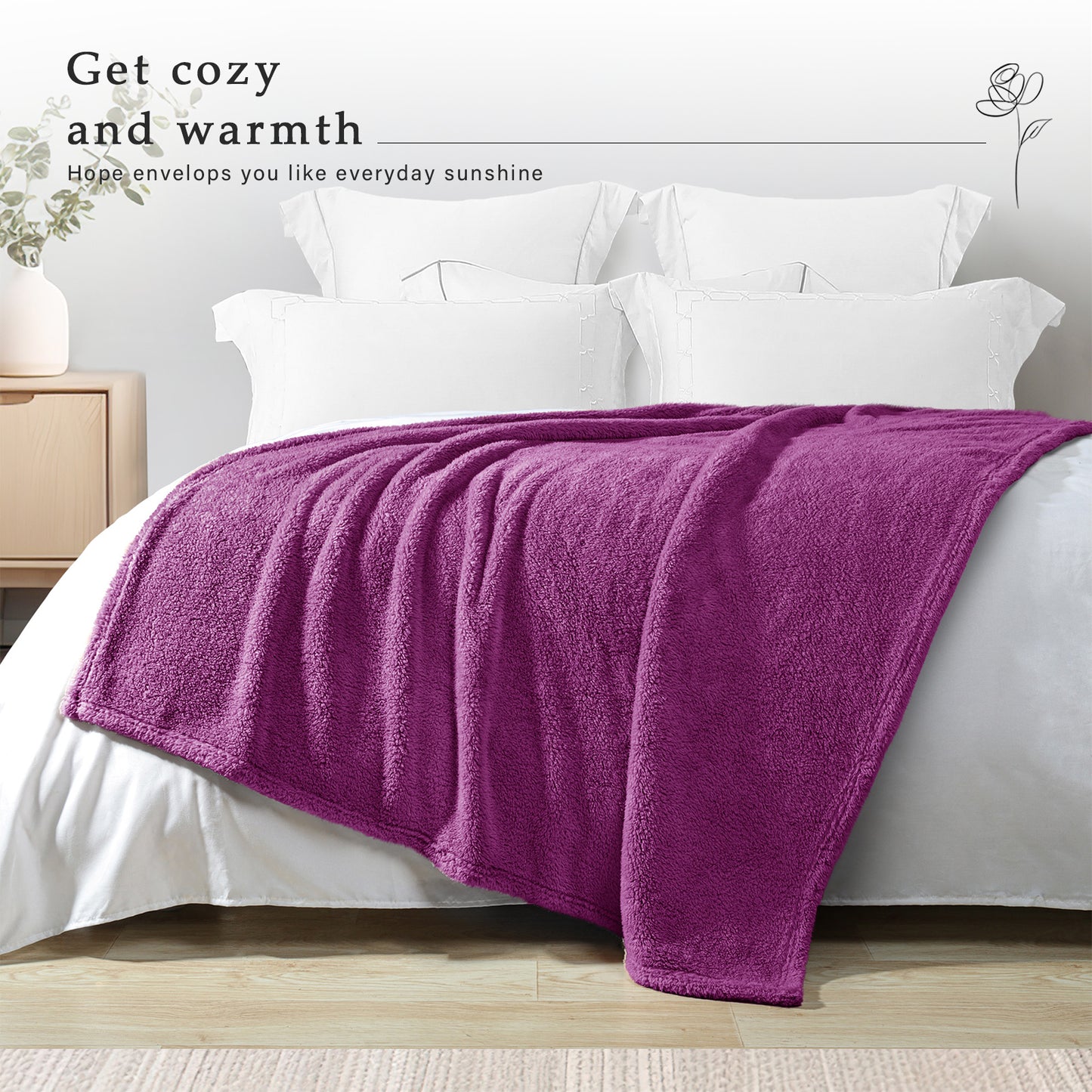 Exclusivo Mezcla King Size Flannel Fleece Blanket, Super Soft Velvet Plush Bed Blanket, Fuzzy Cozy Blankets for All Seasons, 90x104 Inches, Purple Blanket