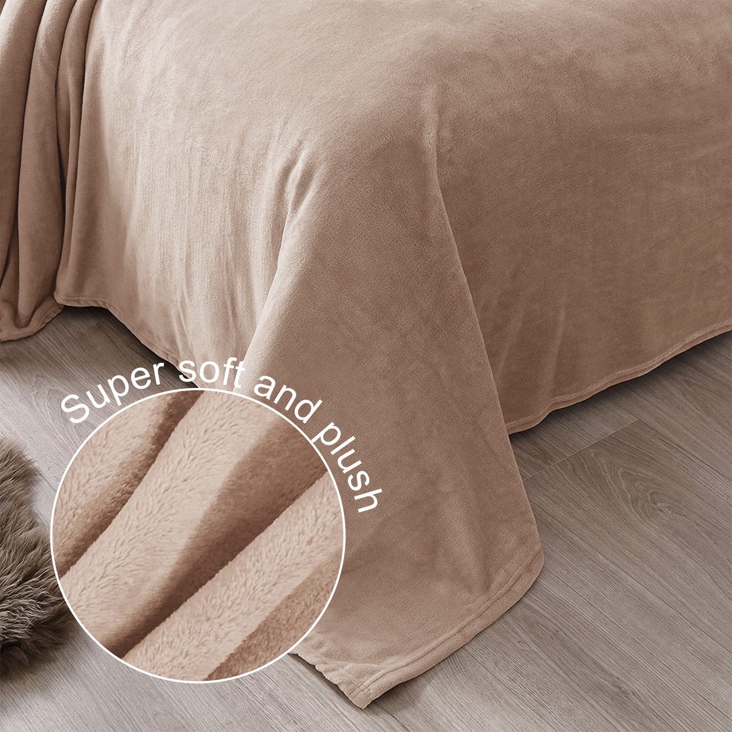 Exclusivo Mezcla Fleece Blanket Twin Size for Bed, Super Soft and Warm, All Season Use, Cozy, Plush, Lightweight, 60x80 Inches Camel