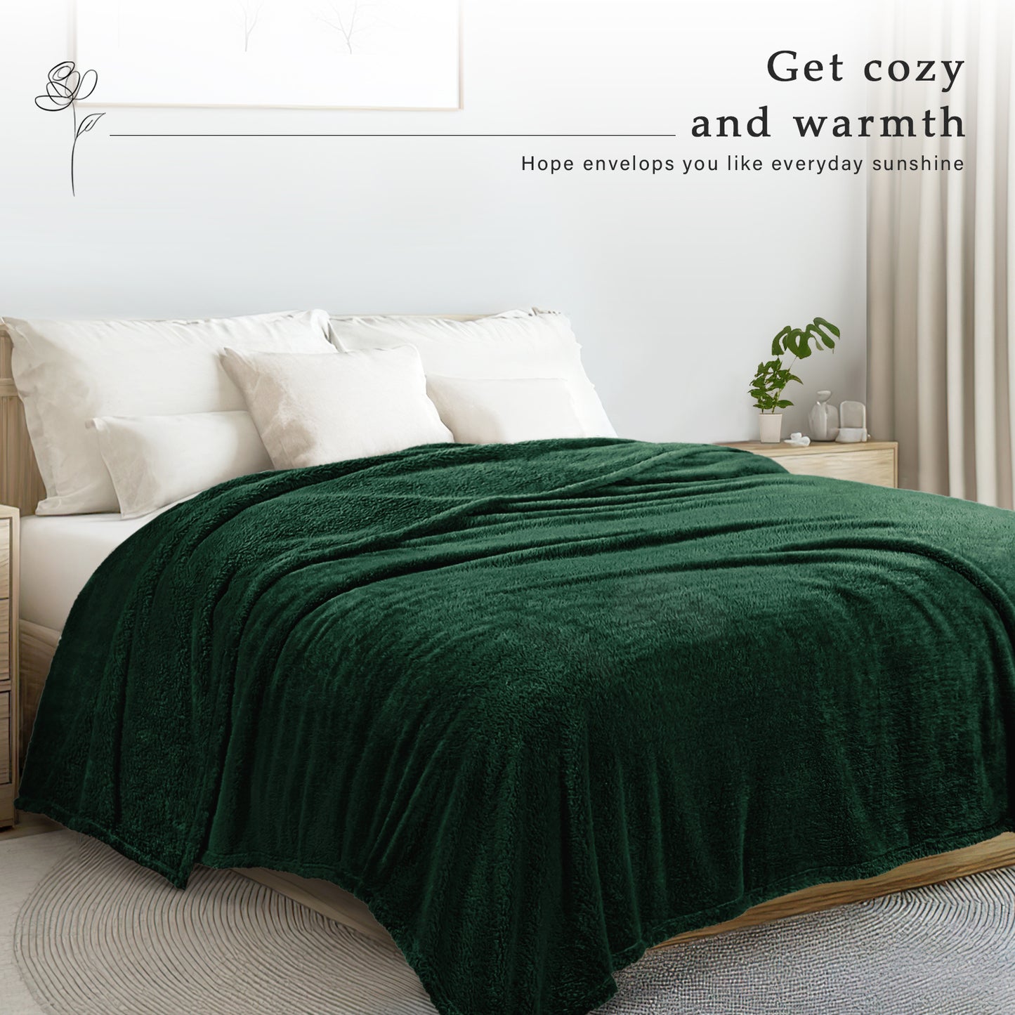 Exclusivo Mezcla Twin Size Flannel Fleece Blanket, Super Soft Velvet Plush Bed Blanket, Fuzzy Cozy Blankets for All Seasons, 60x80 Inches, Forest Green Blanket