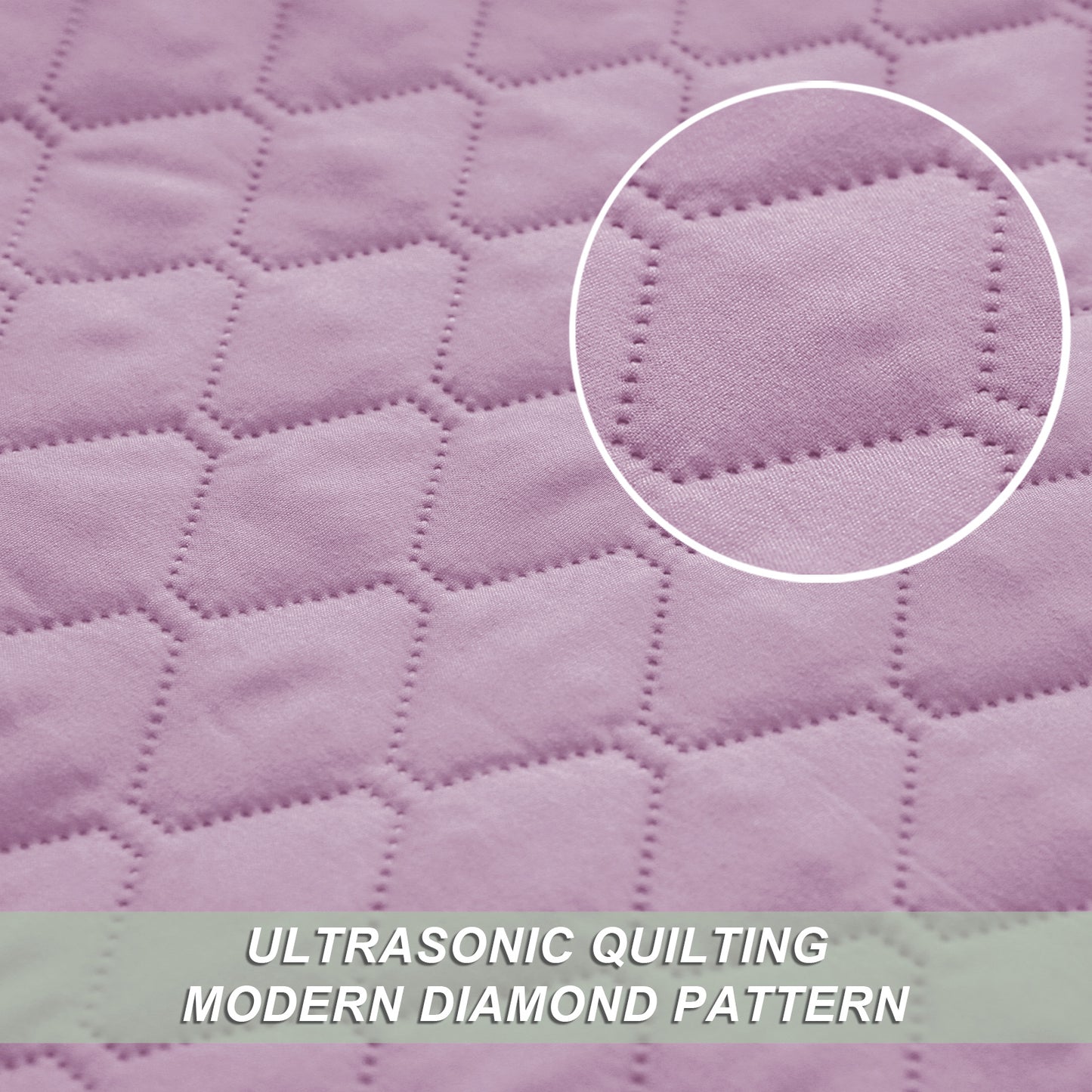 Exclusivo Mezcla Ultrasonic Reversible Full Queen Quilt Bedding Set with Pillow Shams, Lightweight Quilts Queen Size, Soft Bedspreads Bed Coverlets for All Seasons - (Lilac, 90"x96")