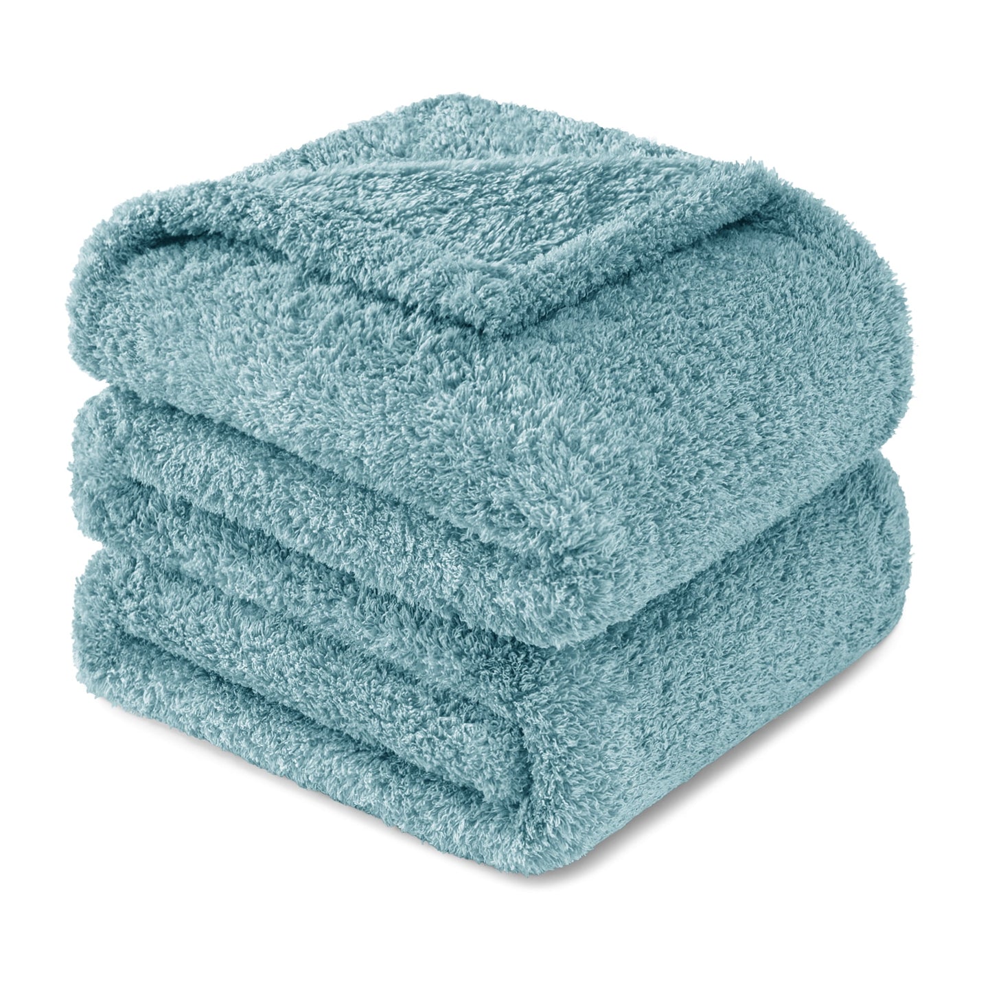 Exclusivo Mezcla Fuzzy Fleece Bed Blanket, Lightweight Fluffy Solid Velvet Blankets Queen Size, Suitable for All Seasons, 90x90 Inches, Slate Blue