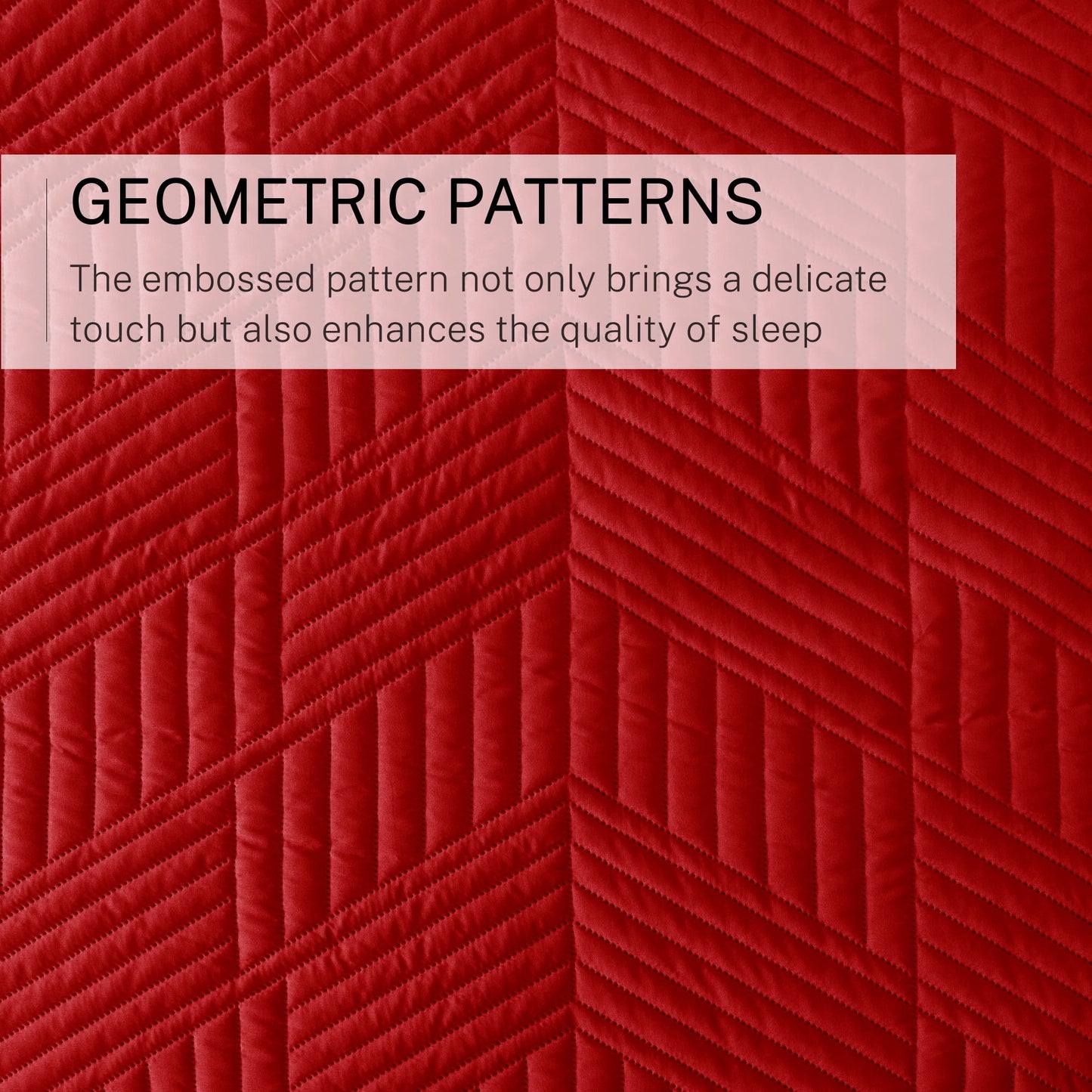 Exclusivo Mezcla Ultrasonic Twin Quilt Bedding Set, Lightweight Red Bedspreads Soft Modern Geometric Coverlet Set for All Seasons (1 Quilt and 1 Pillow Sham)