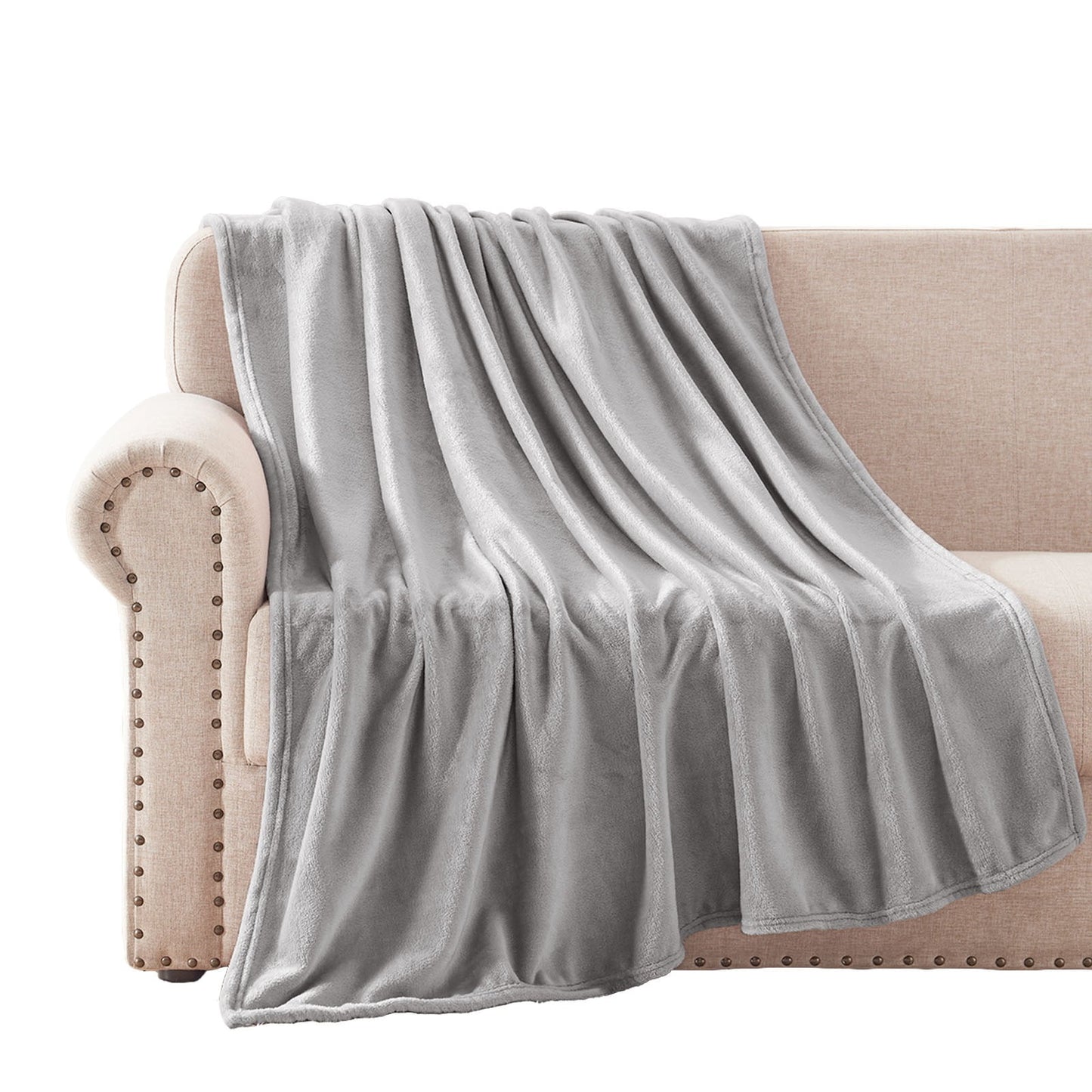 Exclusivo Mezcla Fleece Throw Blanket for Couch/Sofa/Bed,Plush Soft Blankets and Throws,Lightweight and Cozy-50" x 60" (Light Grey )