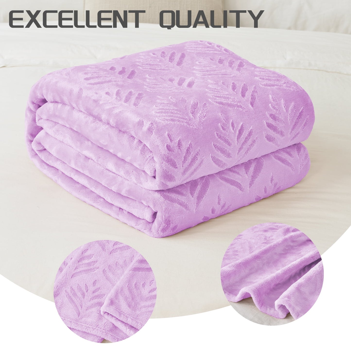 Exclusivo Mezcla Fleece Throw Blanket for Couch, Super Soft and Warm Blankets for All Seasons, Plush Fuzzy and Lightweight Lilac Purple throw,50x60 Inch