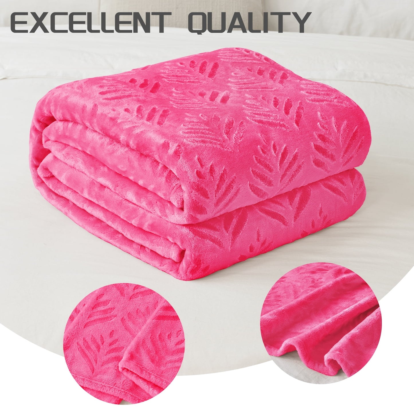 Exclusivo Mezcla Fleece Throw Blanket for Couch, Super Soft and Warm Blankets for All Seasons, Plush Fuzzy and Lightweight Hot Pink throw, 50x60 Inch