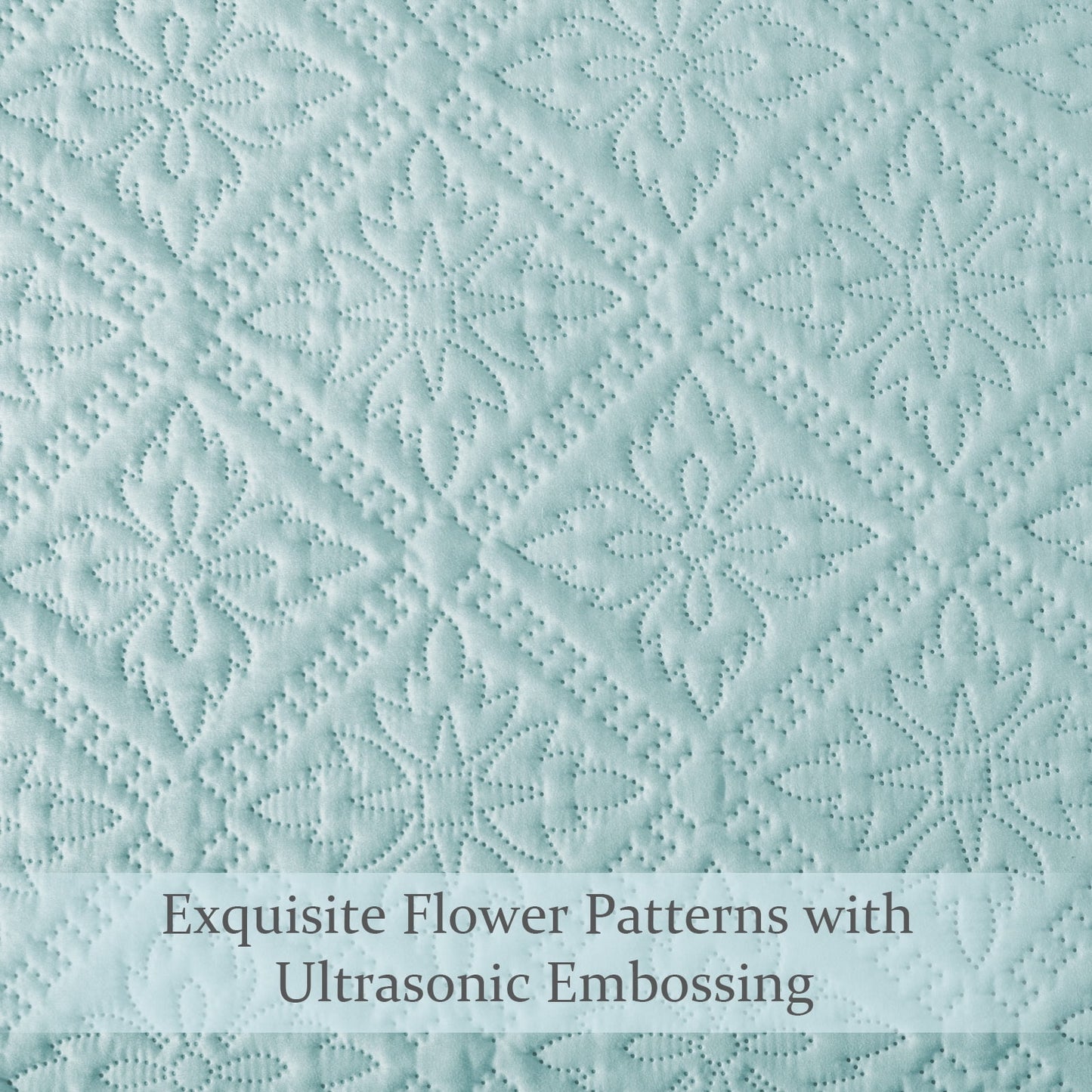 Exclusivo Mezcla Twin Quilt Bedding Set, Lightweight Soft Bedspreads Coverlets with 1 Pillow Sham, Modern Aqua Blue Quilts Twin XL Size for All Seasons