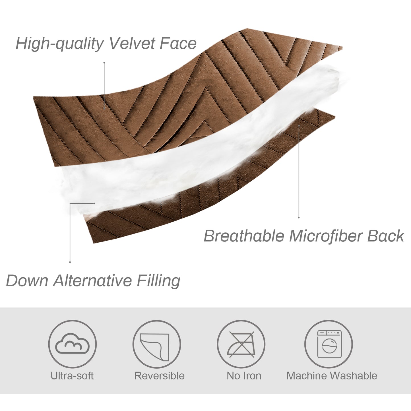 Exclusivo Mezcla Super Plush Velvet Quilt Twin Size with Pillow Sham, Luxury Soft Reversible 2 Piece Bedspreads Coverlet Comforter Set for All Seasons, Lightweight and Warm, Brown