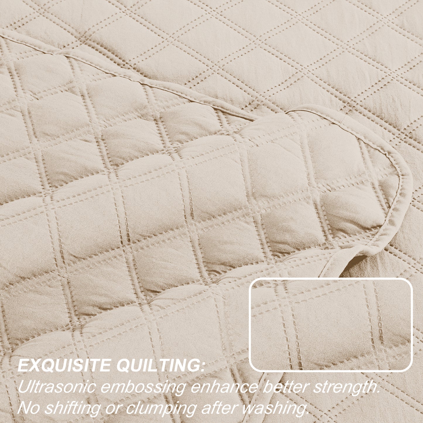 Exclusivo Mezcla 3-Piece Deep Purple Queen Size Quilt Set, Box Pattern Ultrasonic Lightweight and Soft Quilts/Bedspreads/Coverlets/Bedding Set (1 Quilt, 2 Pillow Shams) for All Seasons