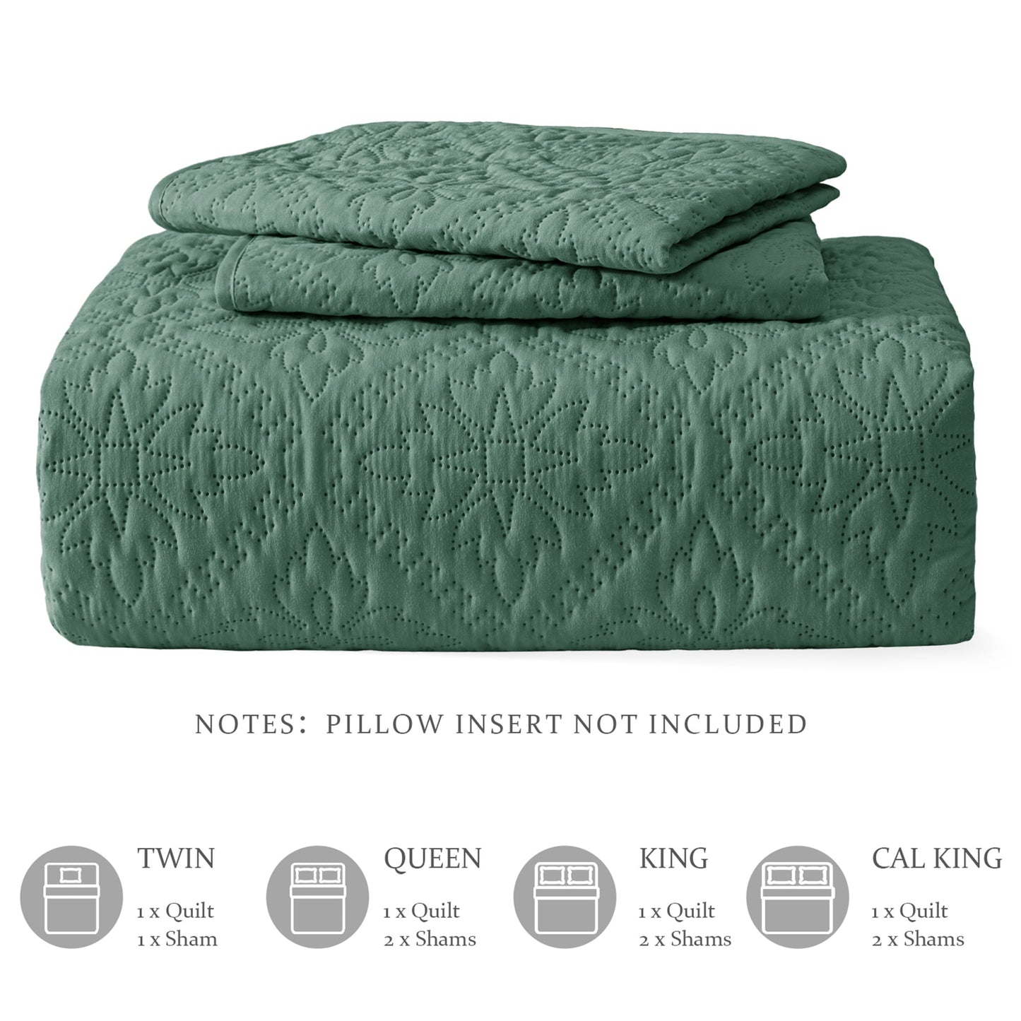 Exclusivo Mezcla King Quilt Bedding Set, Lightweight Soft Bedspreads Coverlets with 2 Pillow Shams, Modern Green Oversized Quilts King Size for All Seasons