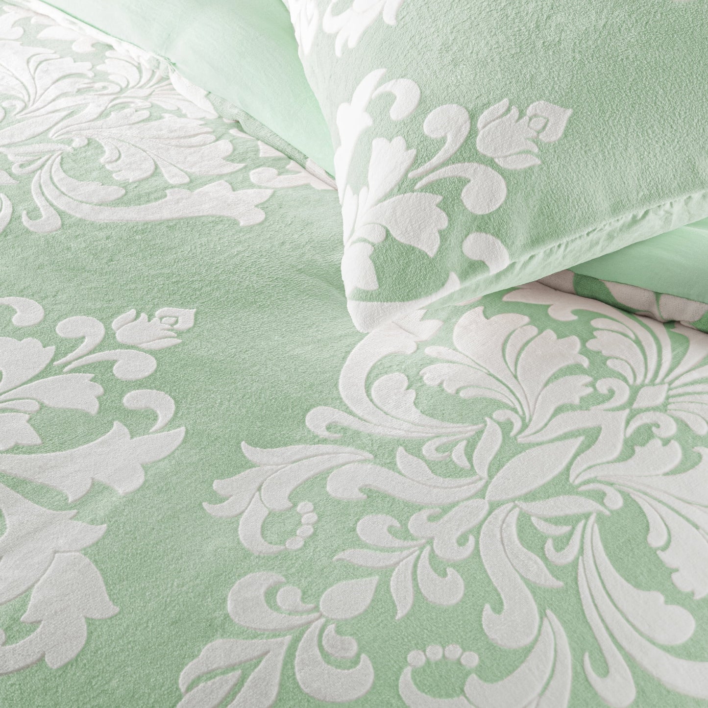 Exclusivo Mezcla Luxury Fuzzy Twin Comforter Set, 2 Pieces Boho Soft Warm Sage Green Comforters, Reversible Flannel Fluffy Bedding Comforter Sets for All Seasons
